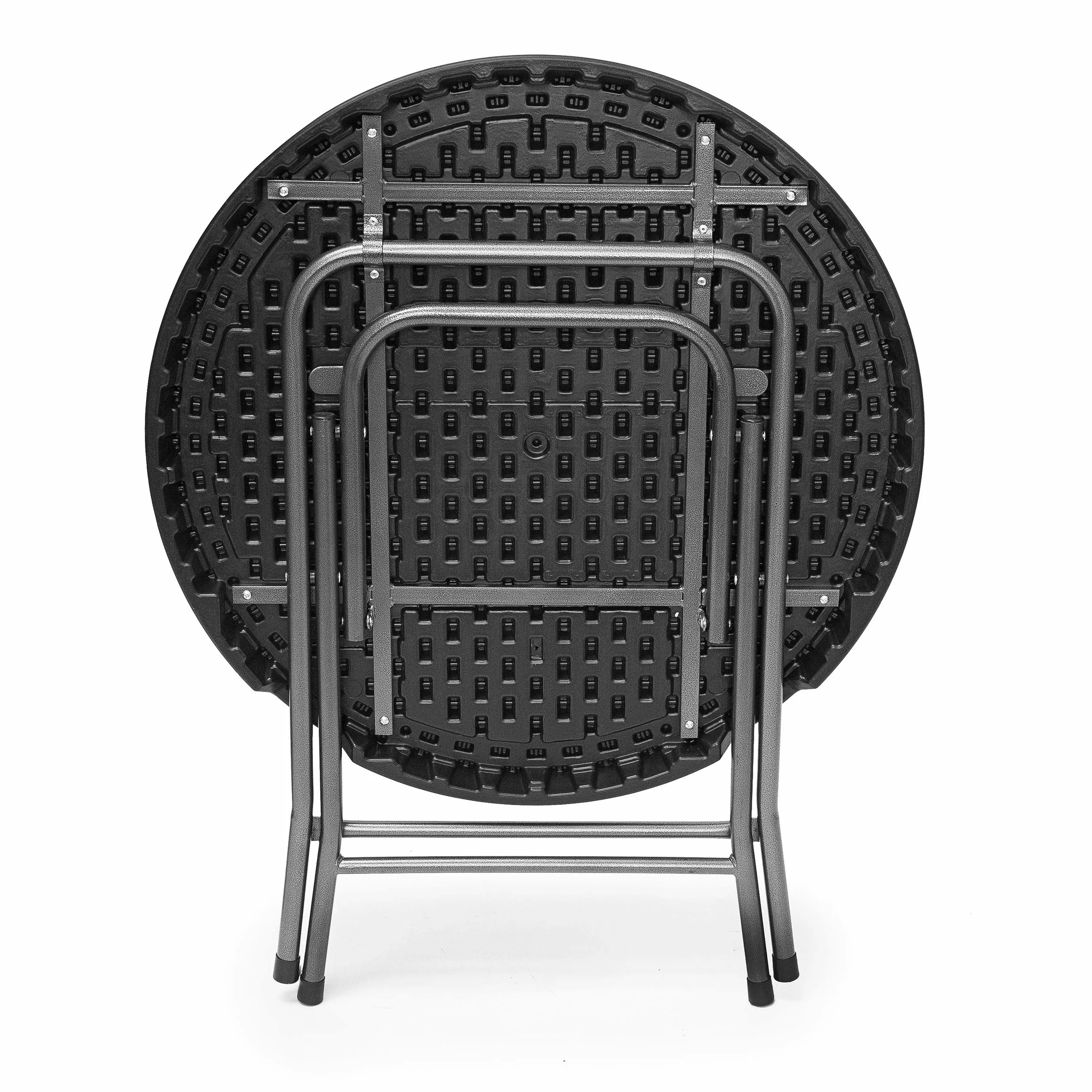 Relaxdays okrągły składany stolik ogrodowy rattan 74 x 80 x 80 cm czarny