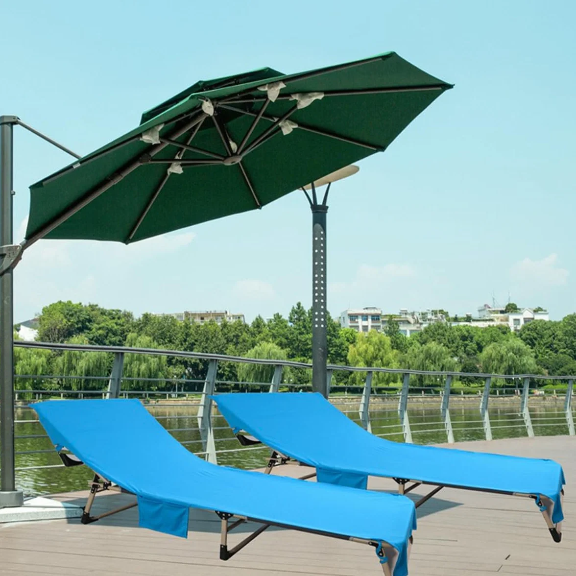 Pokrowiec na krzesło plażowe Ręcznik na leżaki Niebieski ręcznik plażowy z kieszenią Letnie akcesoria wakacyjne na leżak basenowy Szybkoschnący ręcznik podróżny (210x75cm)