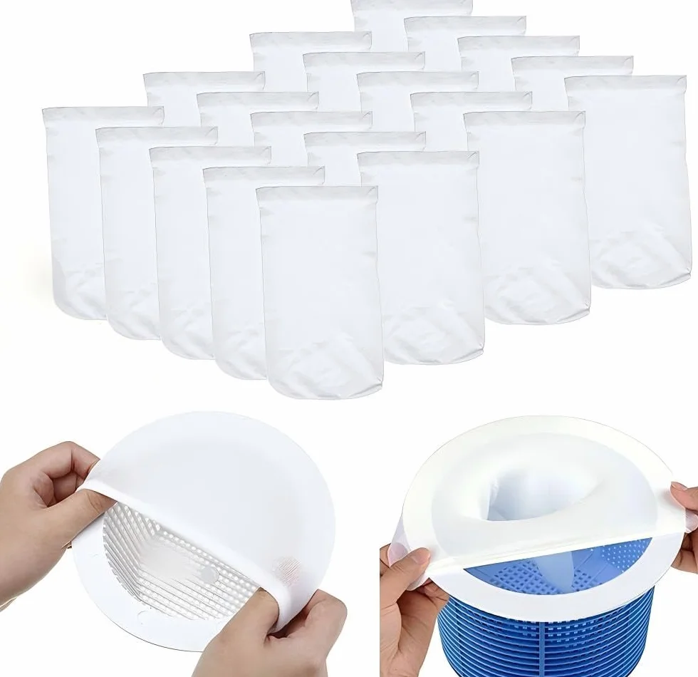 MEISHANG 20 szt. skarpet do skimmera basenowego, idealne ochraniacze filtrów do ochrony filtrów, filtr siatkowy, siatka, skimmer, duże skarpety do basenu, skimmer