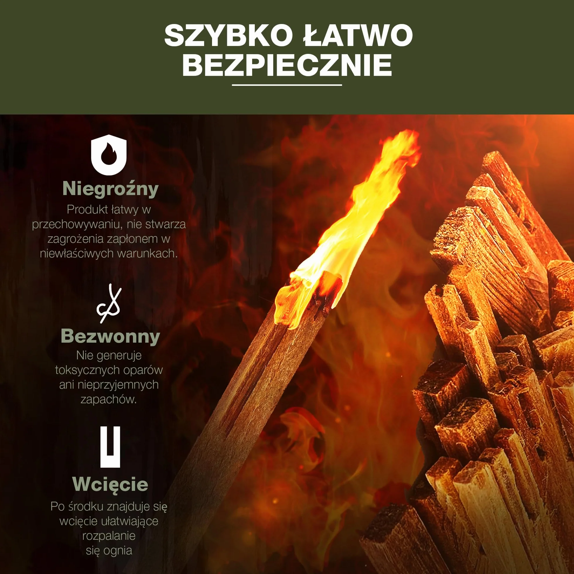 SWISSINNO Naturalne podpałki Flame Flash Ekologiczne rozpałki do kominków 500 g