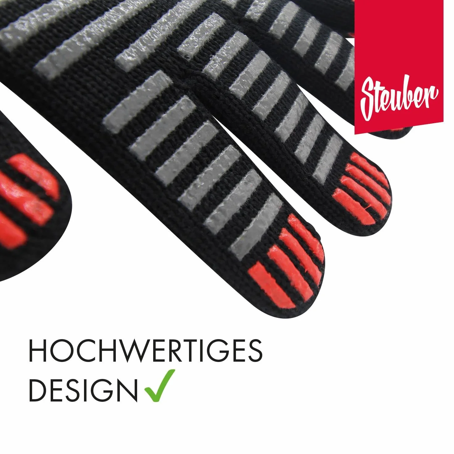 Steuber Premium Line rękawica do grillowania do 250°C bawełna poliester silikon czarny