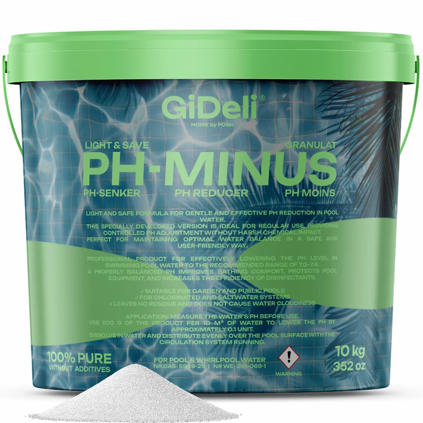 pH Minus Light granulat 10 kg w wiaderku obniża wartość pH w basenie, płyn do pielęgnacji wody z hydromasażem zapewnia krystalicznie czystą wodę, idealny do wszystkich rodzajów basenów, łatwe