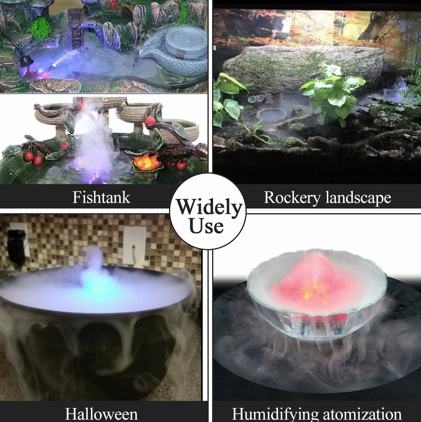 Mister Fogger, 12 LED Mini Maszyna do Mgły ze zmianą Koloru światła Fontanna Wewnętrzna Mist Maker Fogger Akcesoria do Fontann Wewnętrznych do Funkcji Wodnej Halloween Boże