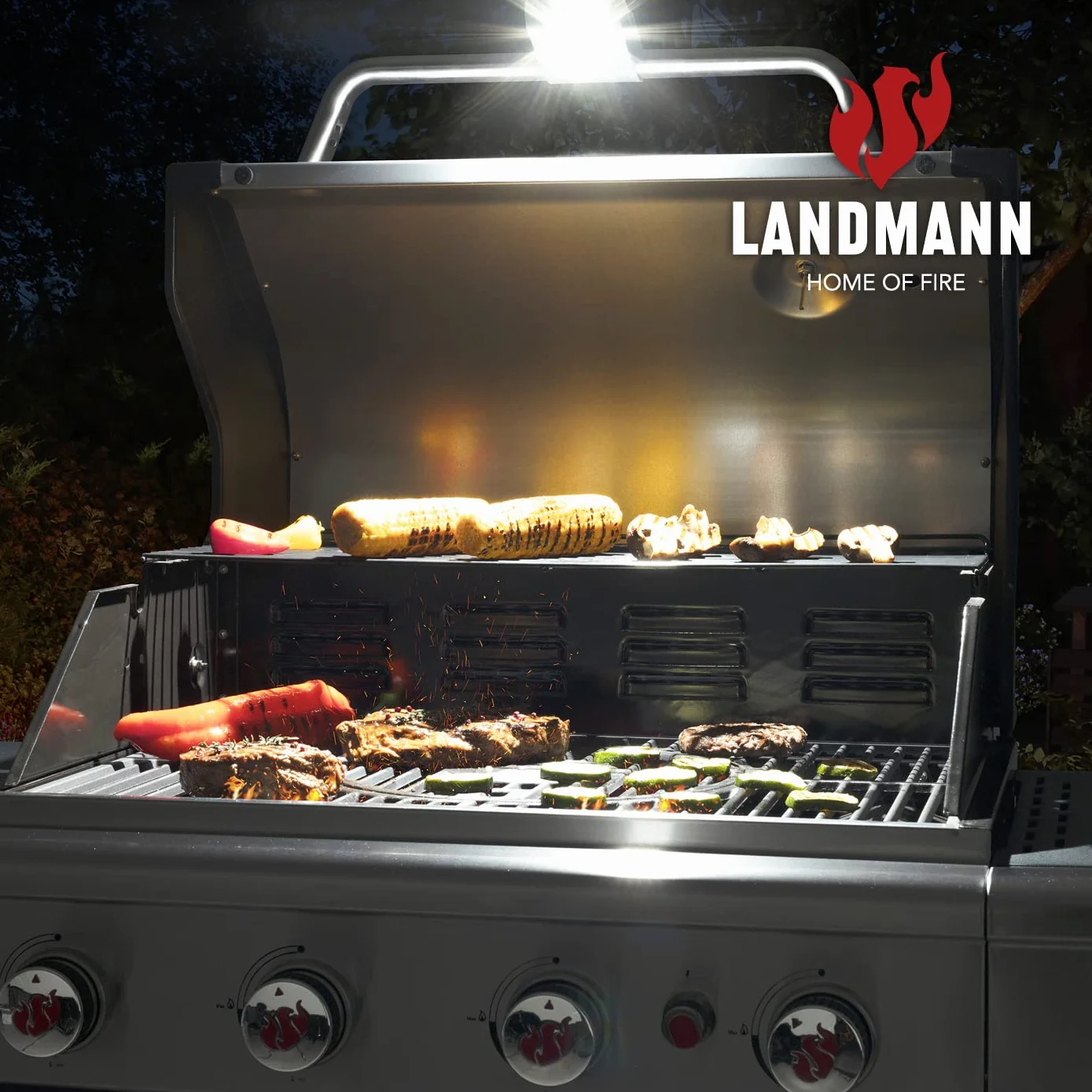 LANDMANN | Lampa magnetyczna do grilla | Energooszczędna technologia LED | Akumulator litowo-jonowy | Jasność: 100 lumenów | Funkcja timera | Czas pracy do 5 godzin