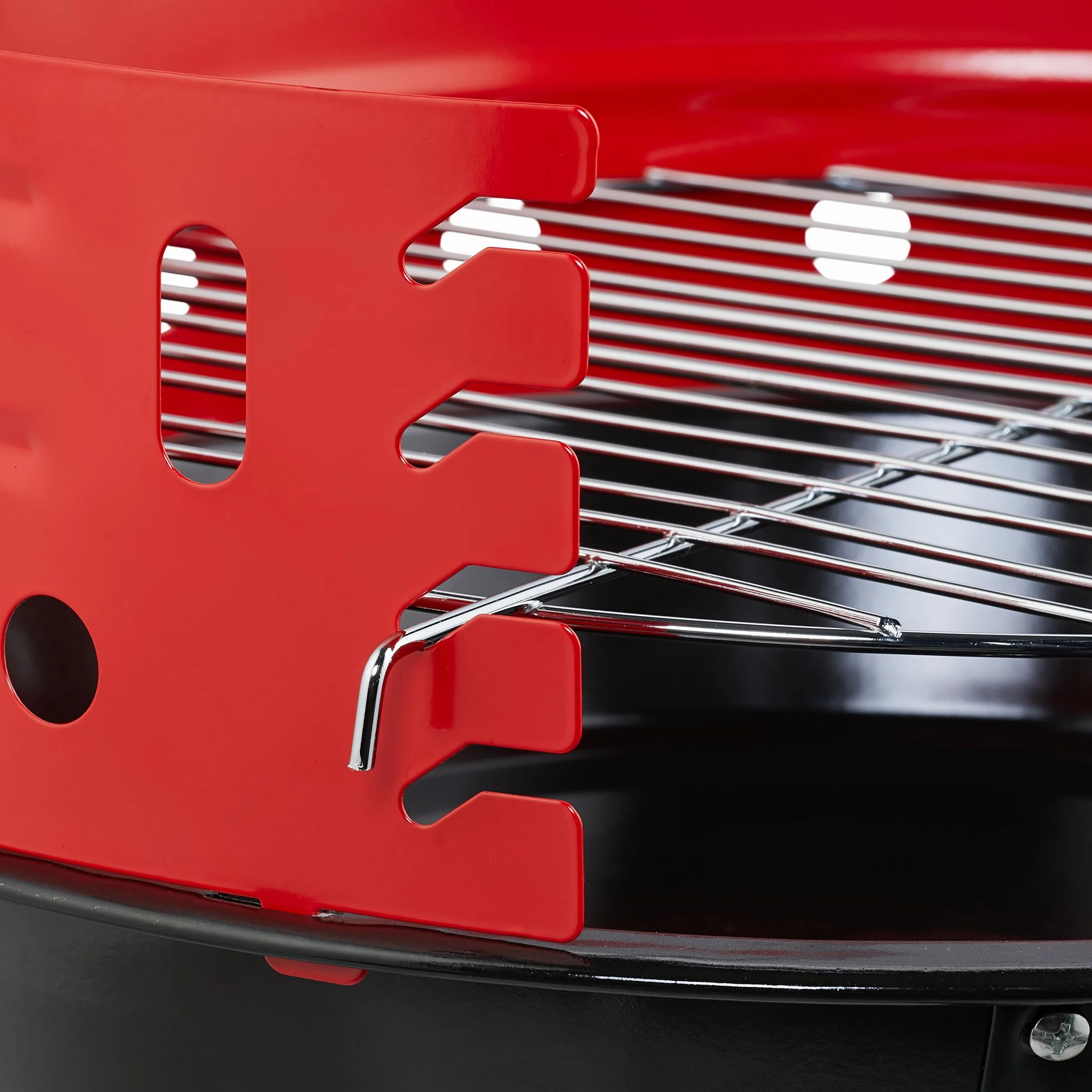 Relaxdays Grill na węgiel drzewny Ø 37 cm trójnożny z ochroną przed wiatrem czarny/czerwony
