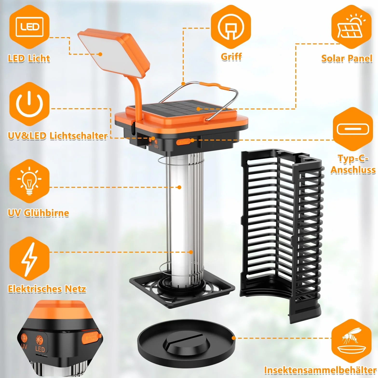 Homesuit solarna pułapka na komary 4200 V lampa UV ładowana USB wodoszczelna