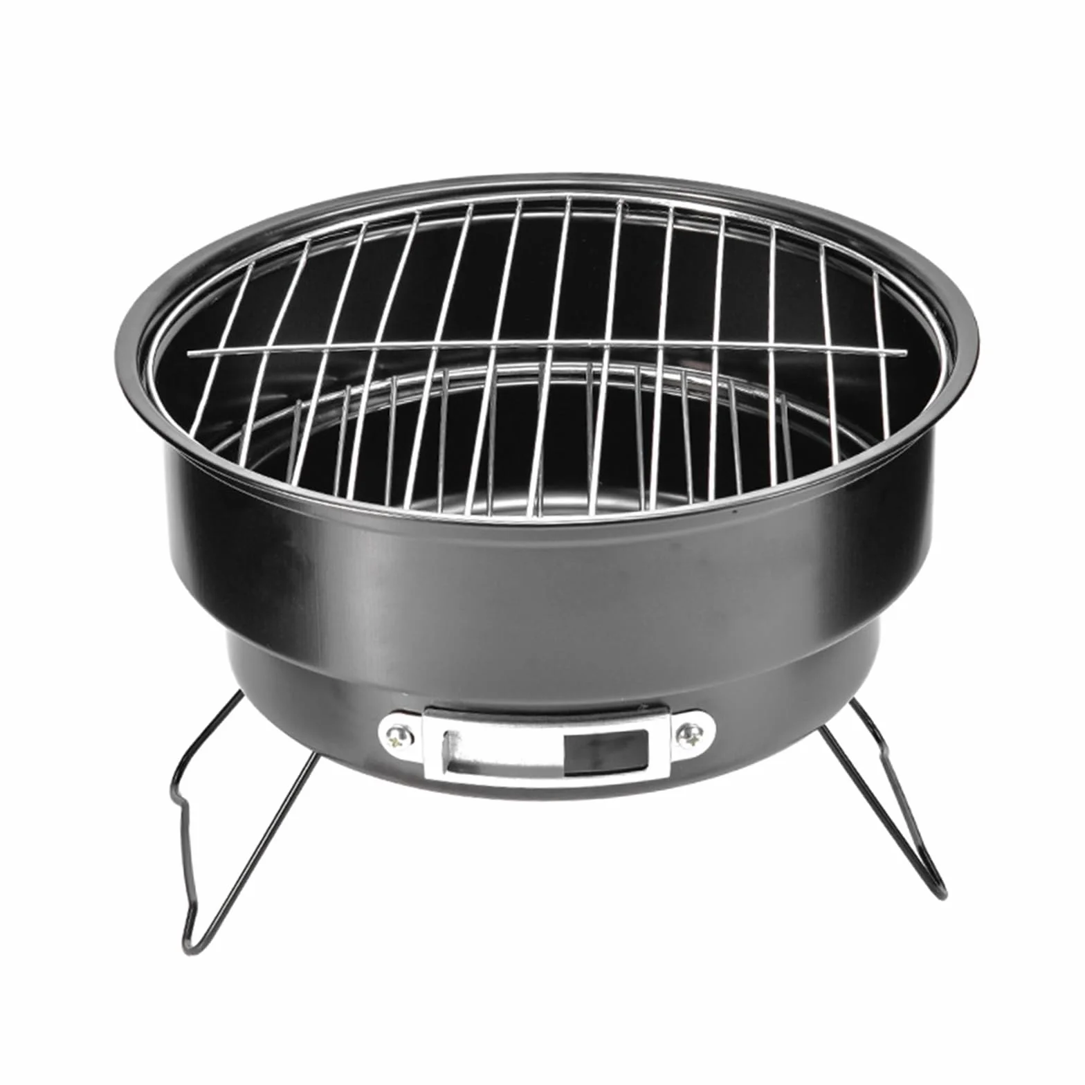 Przenośny Grill Okrągły na Węgiel Drzewny 25 cm z Uchwytem do BBQ