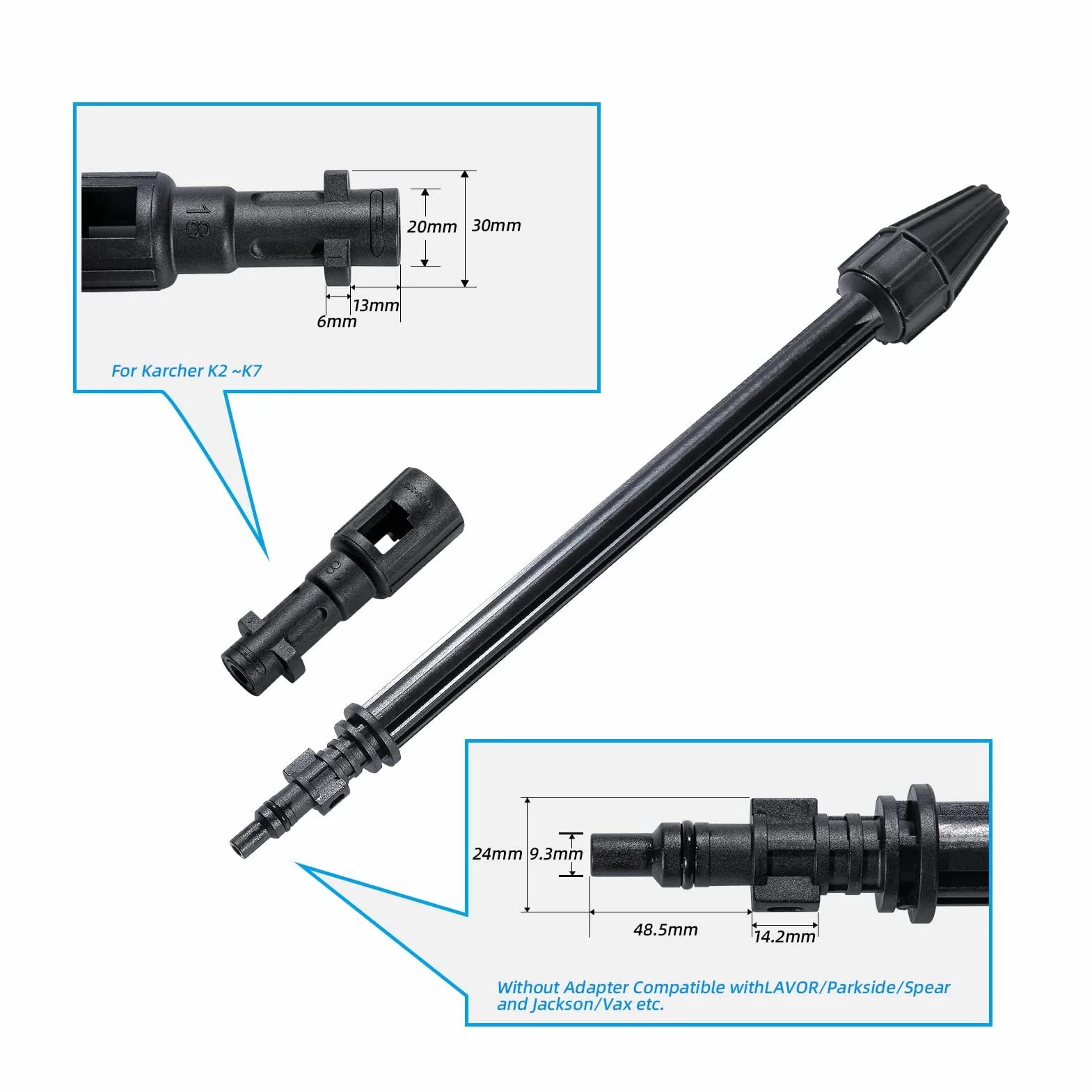 YUET Dirt Blaster 170bar Wysuwana lanca wymienna do Kärcher/Lavor/Lidl Parkside Karcher K2 K3 K4 K5 K6 K7, moc turbo obrotowa, dysza pistoletu wysokociśnieniowego do czyszczenia samochodu