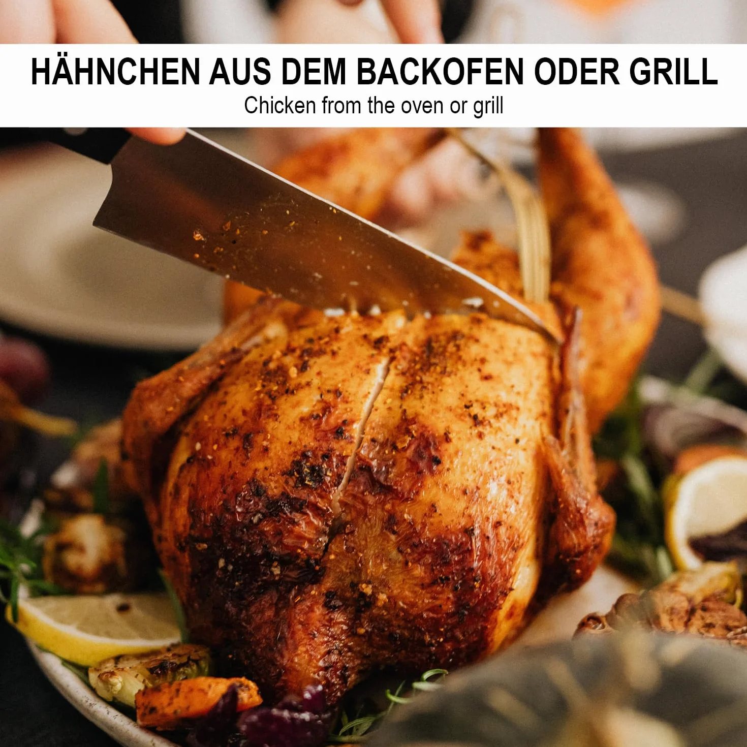 COM-FOUR® 2x grill do kurczaka - Urzadzenie do pieczenia kurczaka BBQ do grillowanych kurczaków - Uchwyt na drób do gotowania brojlerów - taca ociekowa do piekarnika (02 sztuki - grill z kurczakiem)