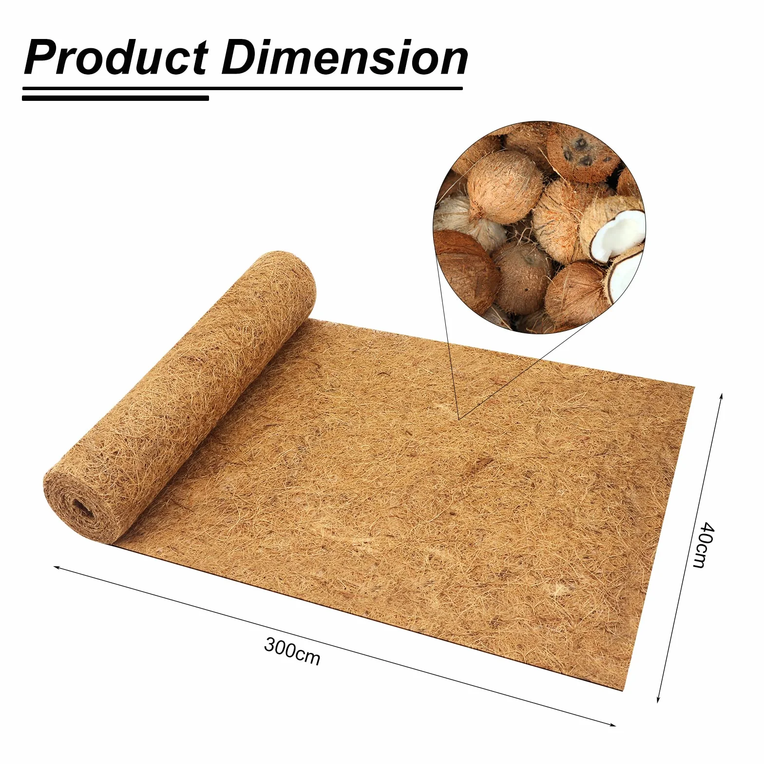 Coco Liner Roll, wisząca wkładka do kosza Coco, wypełniacz doniczek ogrodowych, mata do uprawy kokosa, gruba mata z włókna kokosowego, do sadzarek na patio, pojemników, koryt ściennych, dywan