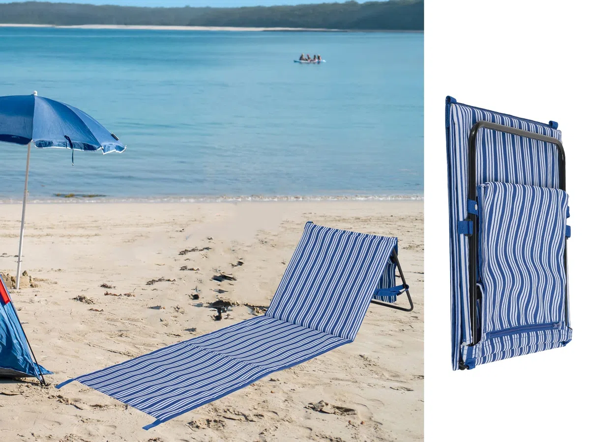 Campart Brittany składana mata plażowa - do 120 kg - wyściełana - uchwyt do przenoszenia, niebieski