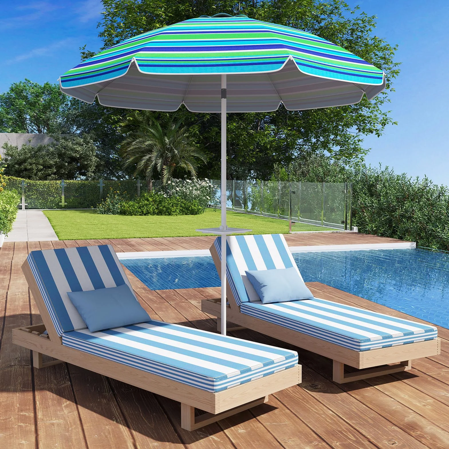 COSTWAY Parasol przeciwsłoneczny, 182 cm, odporny na wiatr, stabilny, UPF 50+, możliwość zginania w zakresie 30°, ochrona przed słońcem z ostrzem do wbijania w ziemię i torbą do przenoszenia, parasol