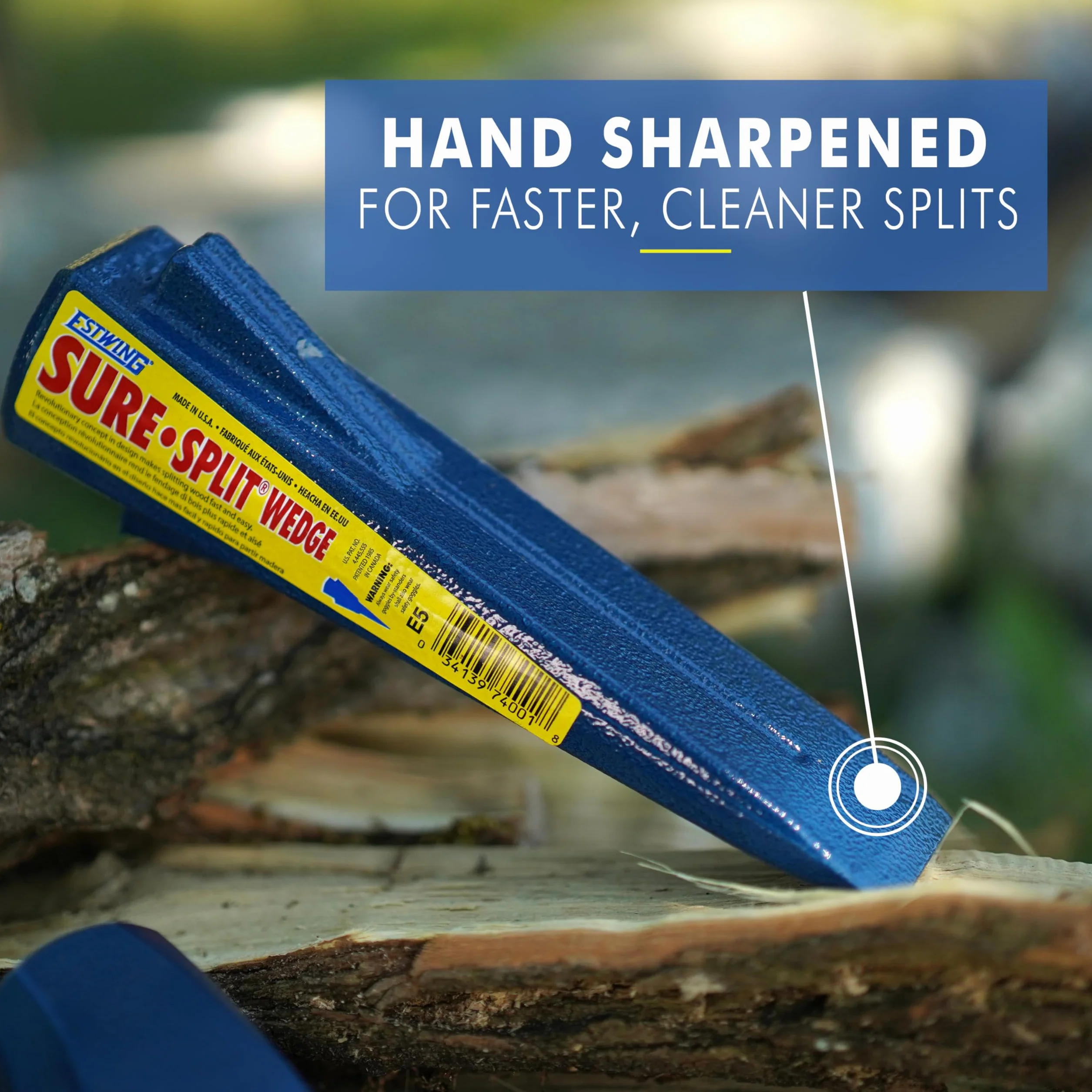 ESTWING Sure Split Wedge - 5-Pound Wood Splitting Tool with Forged Steel Construction & 1-7/8" Cutting Edge - E-5