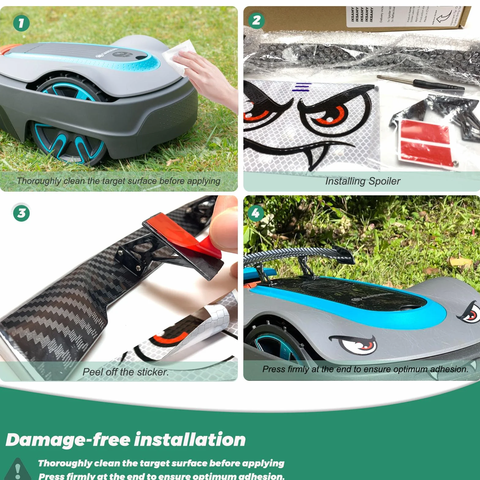 Worx Tuning dekoracyjna naklejka na robota koszącego, spojler do kosiarki Worx M500 Plus, Luba AWD, Ecovacs Goat G1, Gardena itd., akcesoria (2)