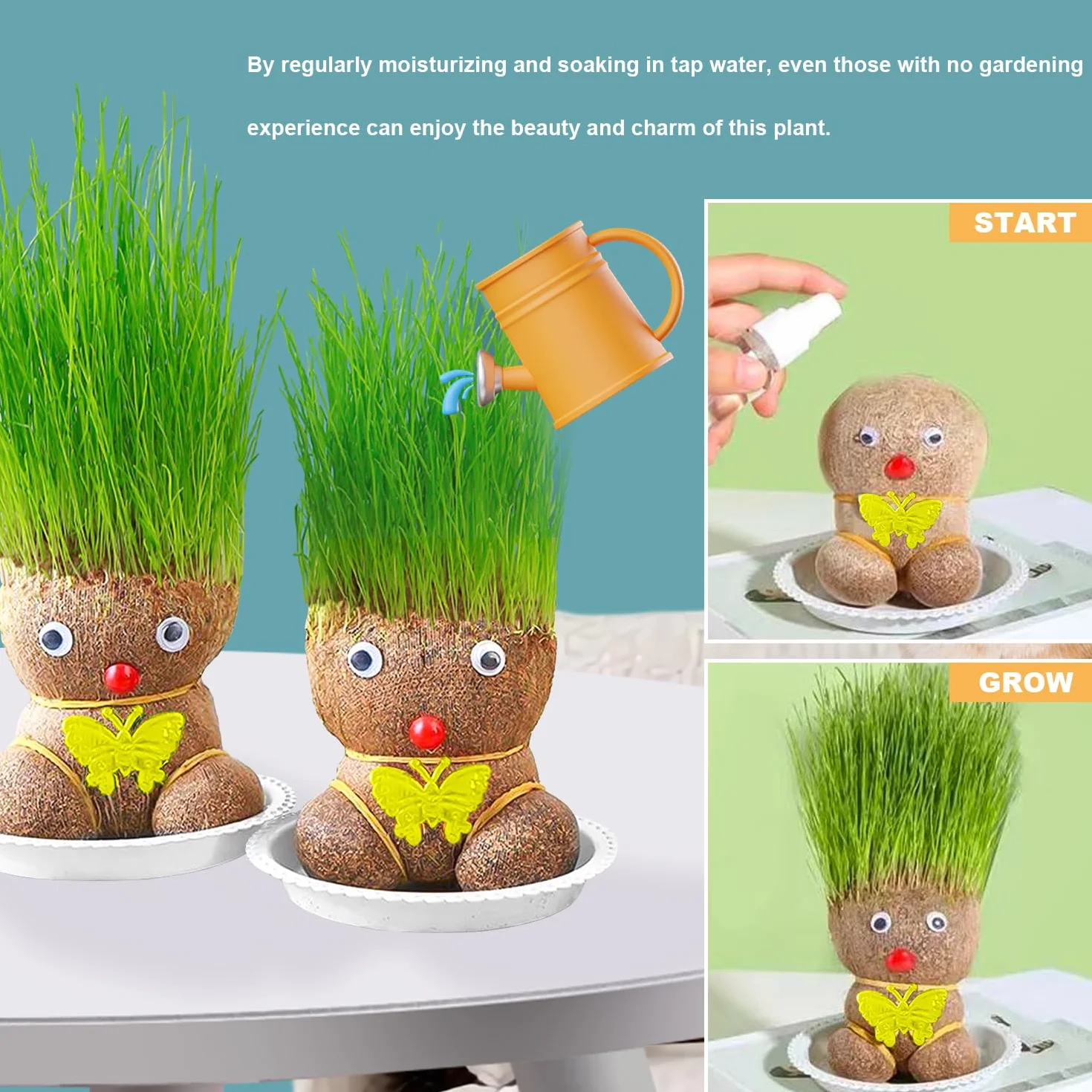 2 sztuki główki trawy, roślina dla lalek, rosnąca głowa trawy, głowa trawy, głowa trawy, do uprawy roślin, mini bonsai, głowa trawy, do sypialni