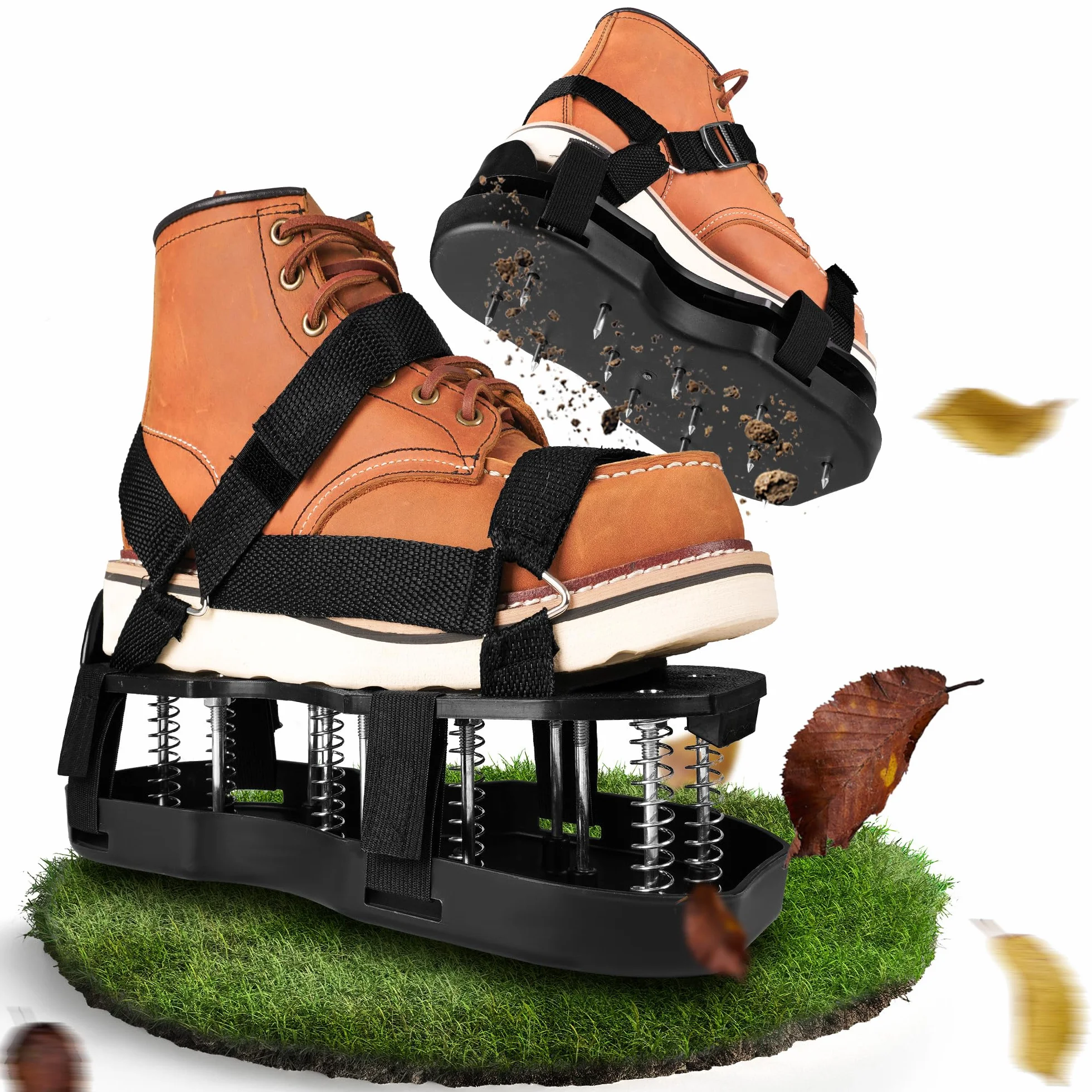 Vortix Nail Shoes Pro buty do paznokci, napowietrzacz trawnika ze stalowymi kolcami i sprężynami, buty do napowietrzania trawnika, idealne do wentylacji trawnika i spulchniania gleby