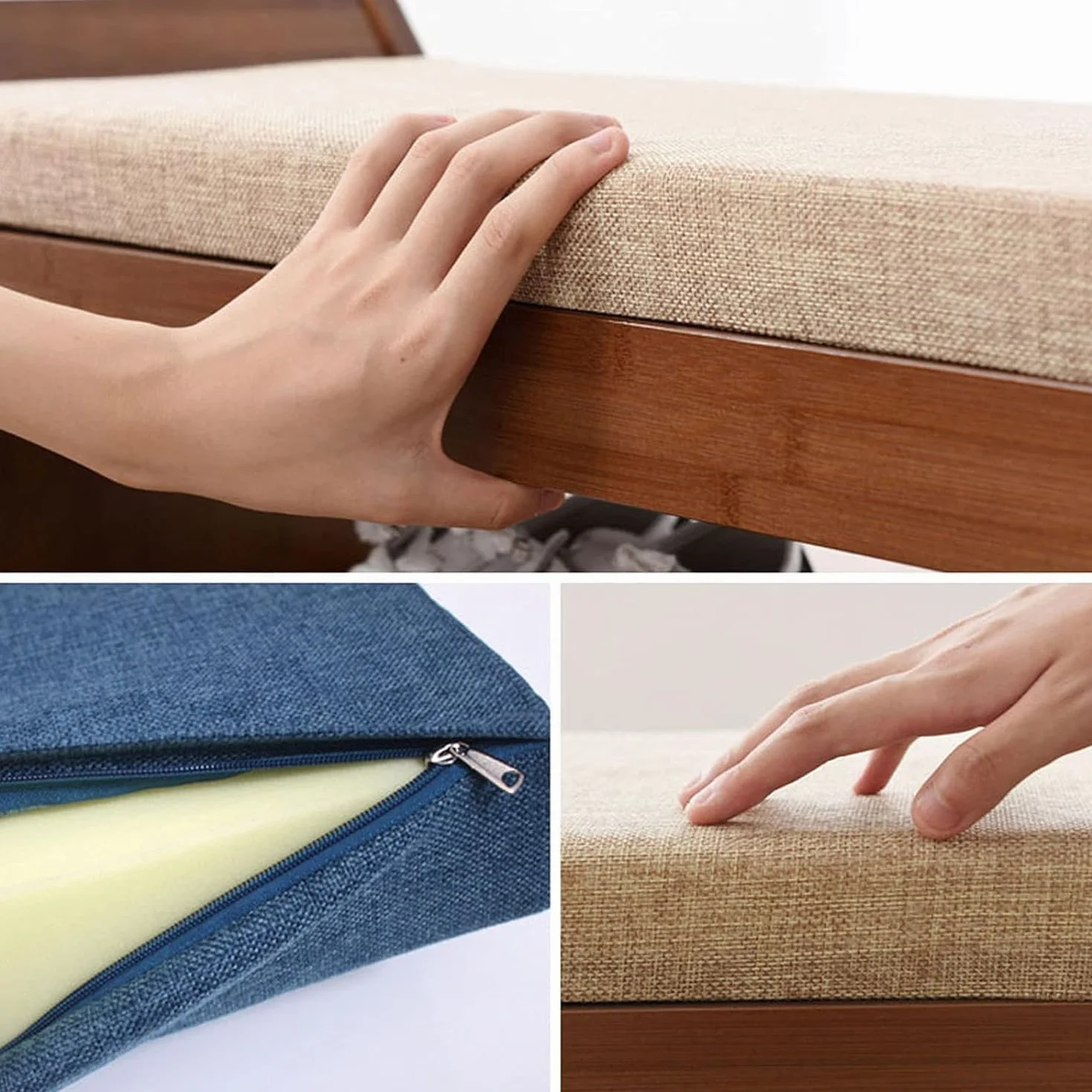 Bench Seat Cushion 120x50cm 5cm Thick 45D Foam Gray Patio Furniture