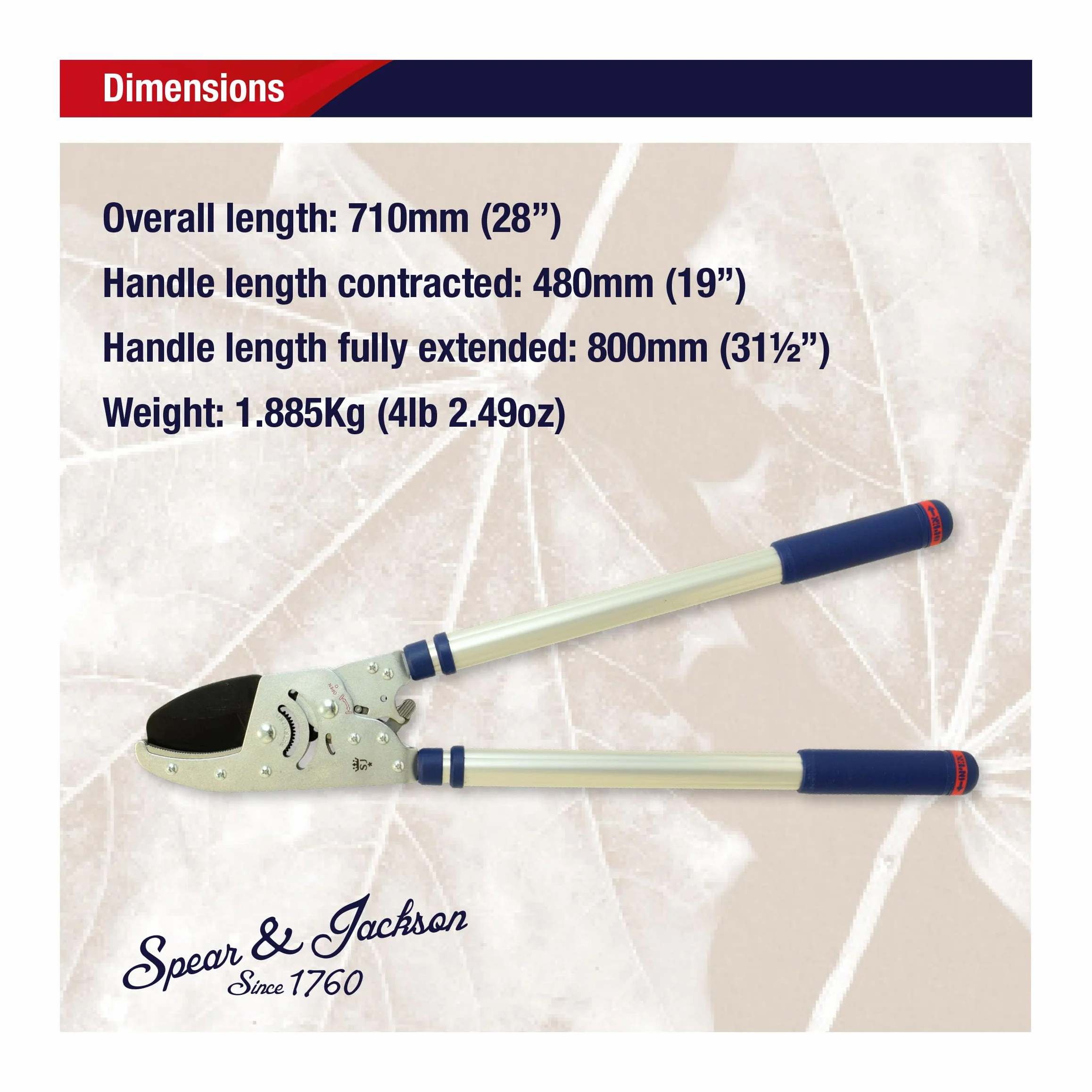 Spear & Jackson 8290RS Razorsharp Advance Teleskopowy sekator kowadełkowy z mechanizmem zapadkowym