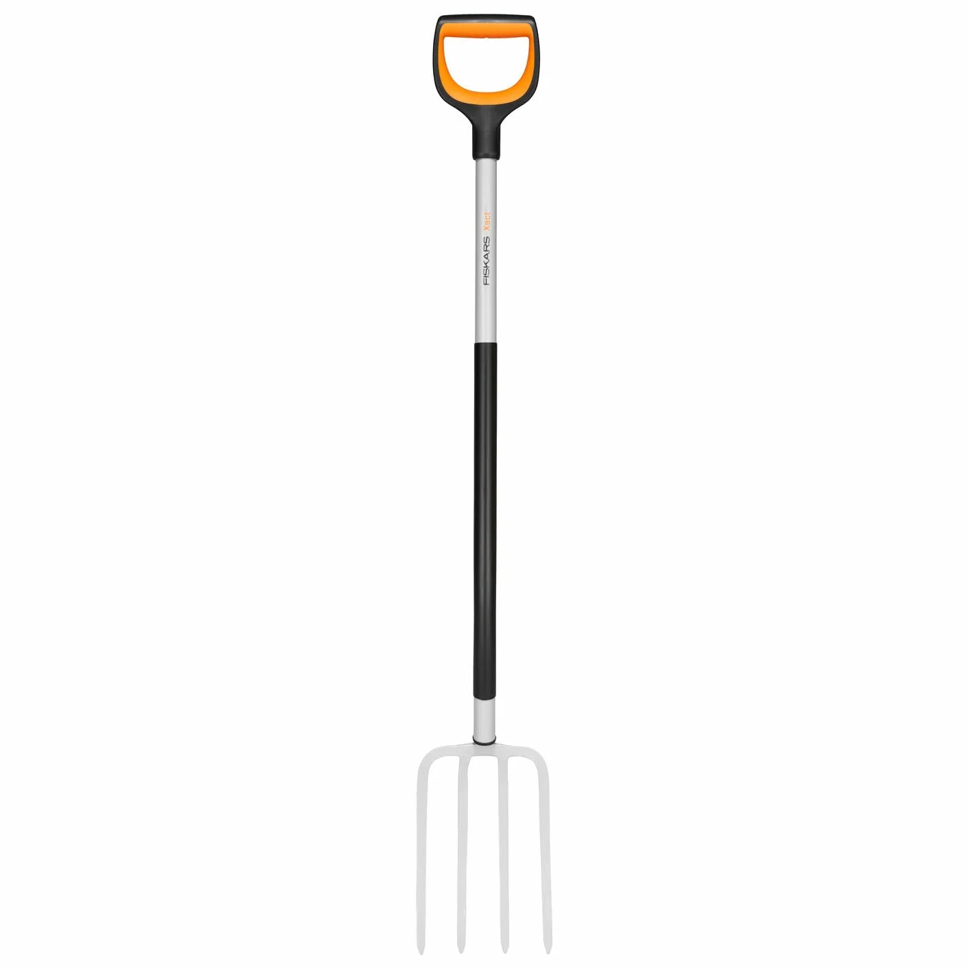 Fiskars Widły szpadlowe do twardych, kamienistych gleb, z 4 zębami, długość: 120 cm, zęby stali / trzonek z tworzywa sztucznego wzmocnionego włóknem szklanym, czarny/pomarańczowy,