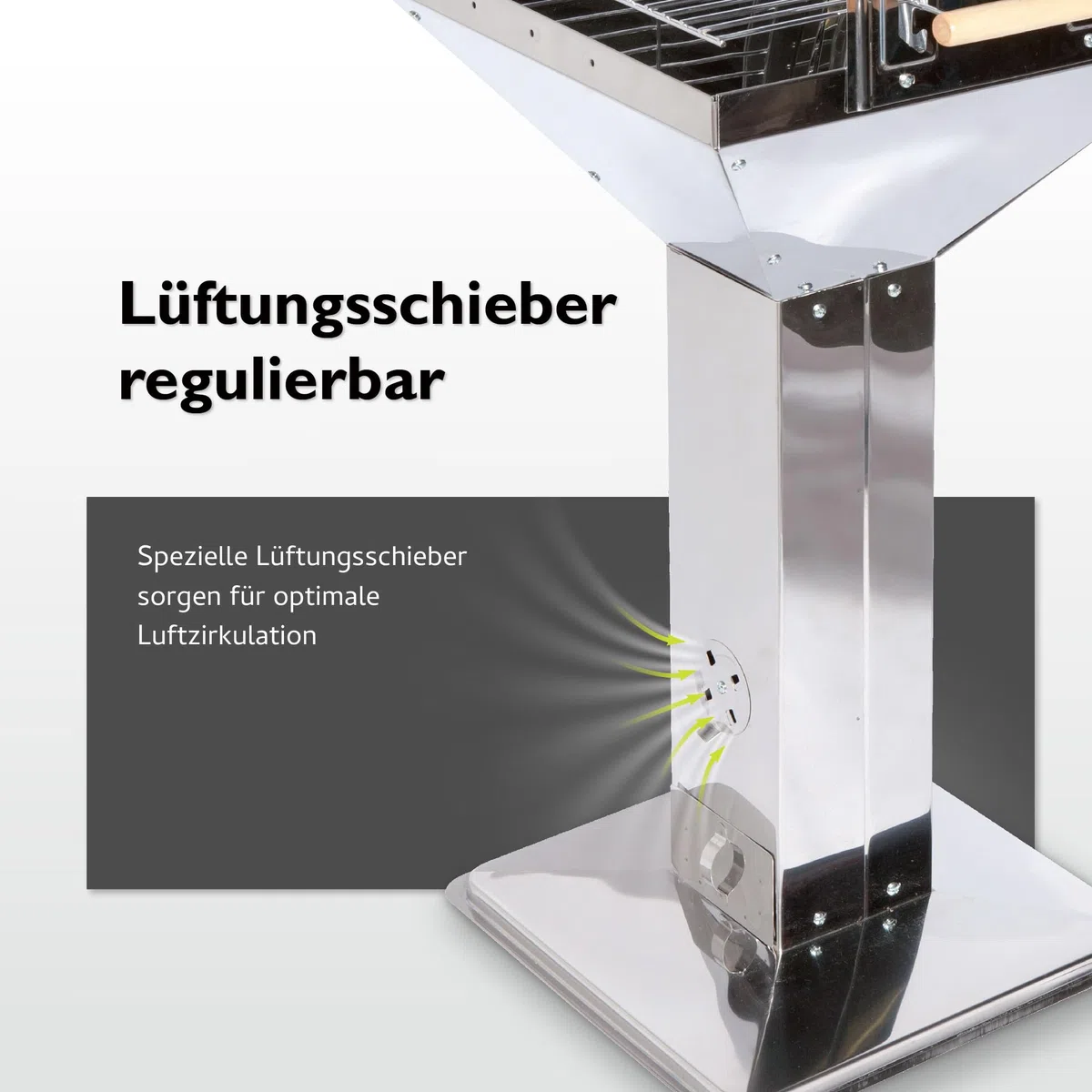 tepro Grill na węgiel drzewny Vista (grill kolumnowy), stal nierdzewna, system wentylacji, wygodna wysokość robocza (ok. 86-90 cm), wymiary ok. 63 x 48 x 91 cm