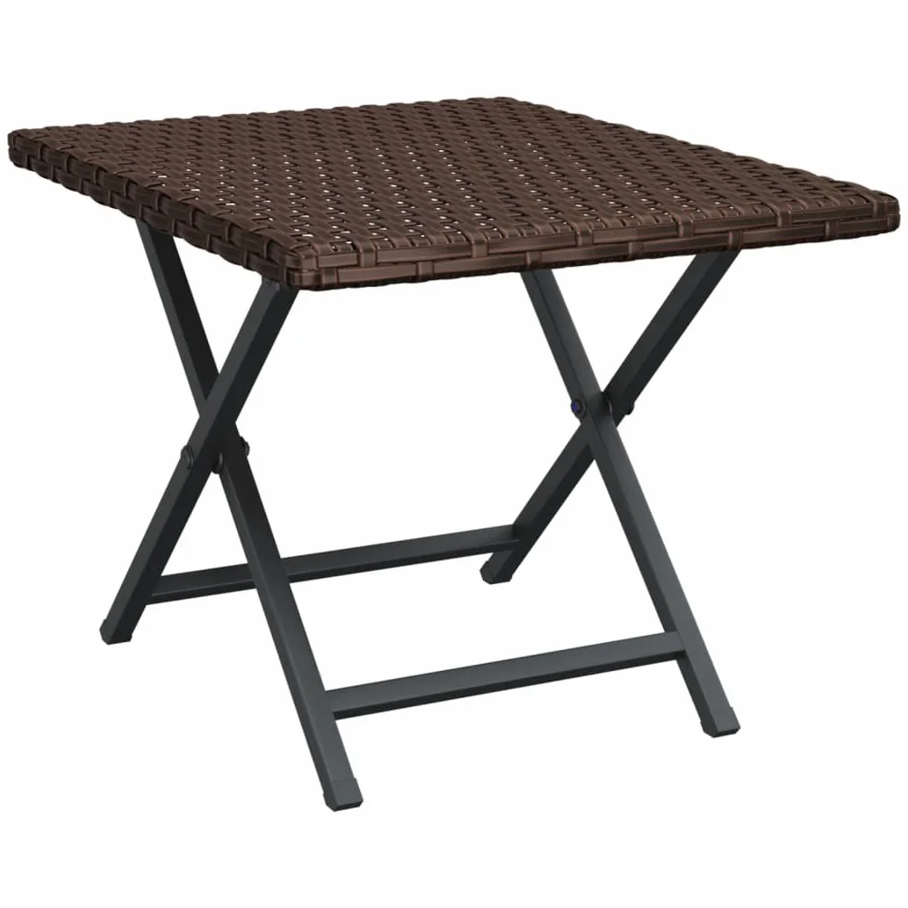 vidaXL Składany stolik ogrodowy polirattan brązowy 45x35x32 cm