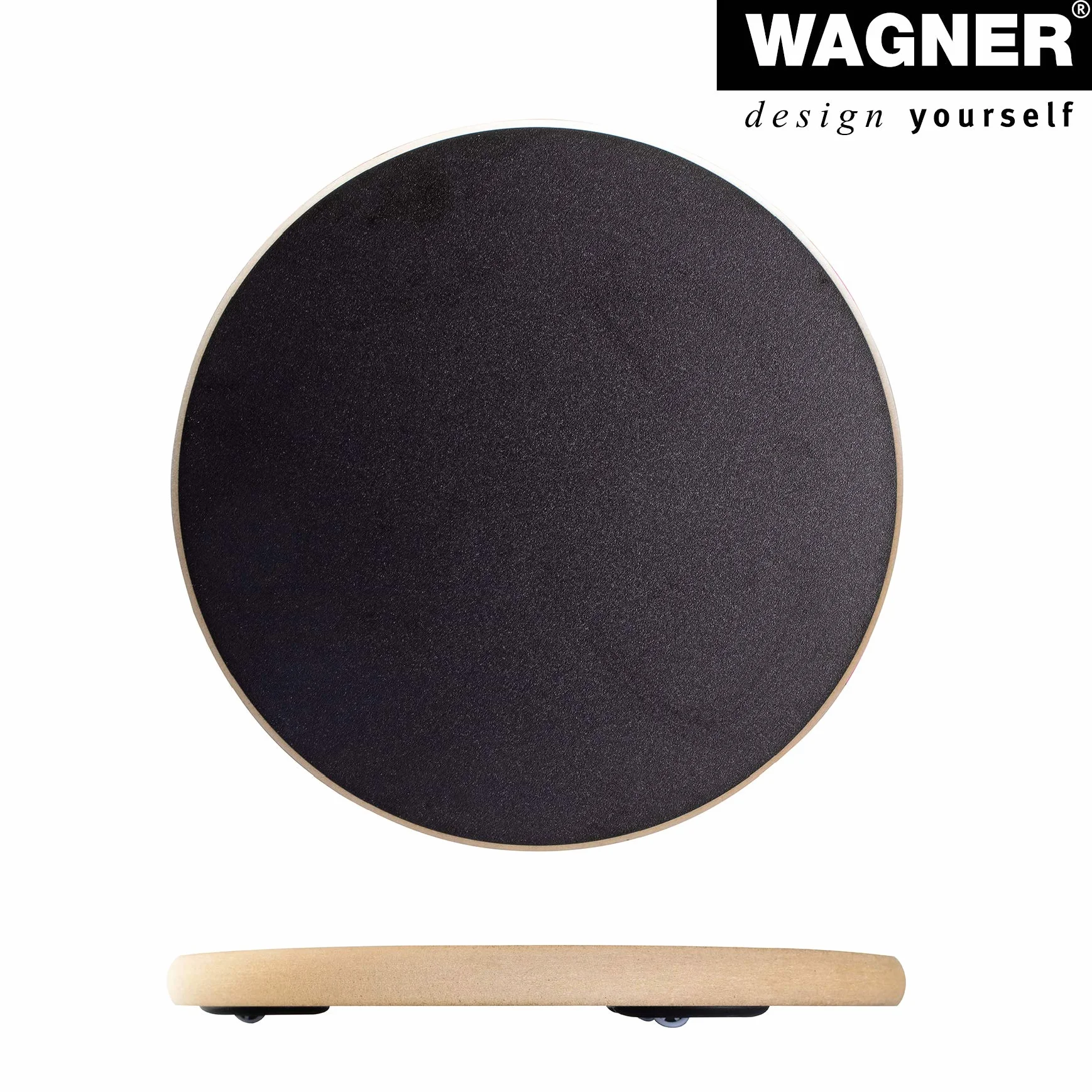 WAGNER Podstawka pod rośliny Black Ø 29,5 x 2,5 cm MDF z powłoką melaminową nośność 100 kg Made in Germany