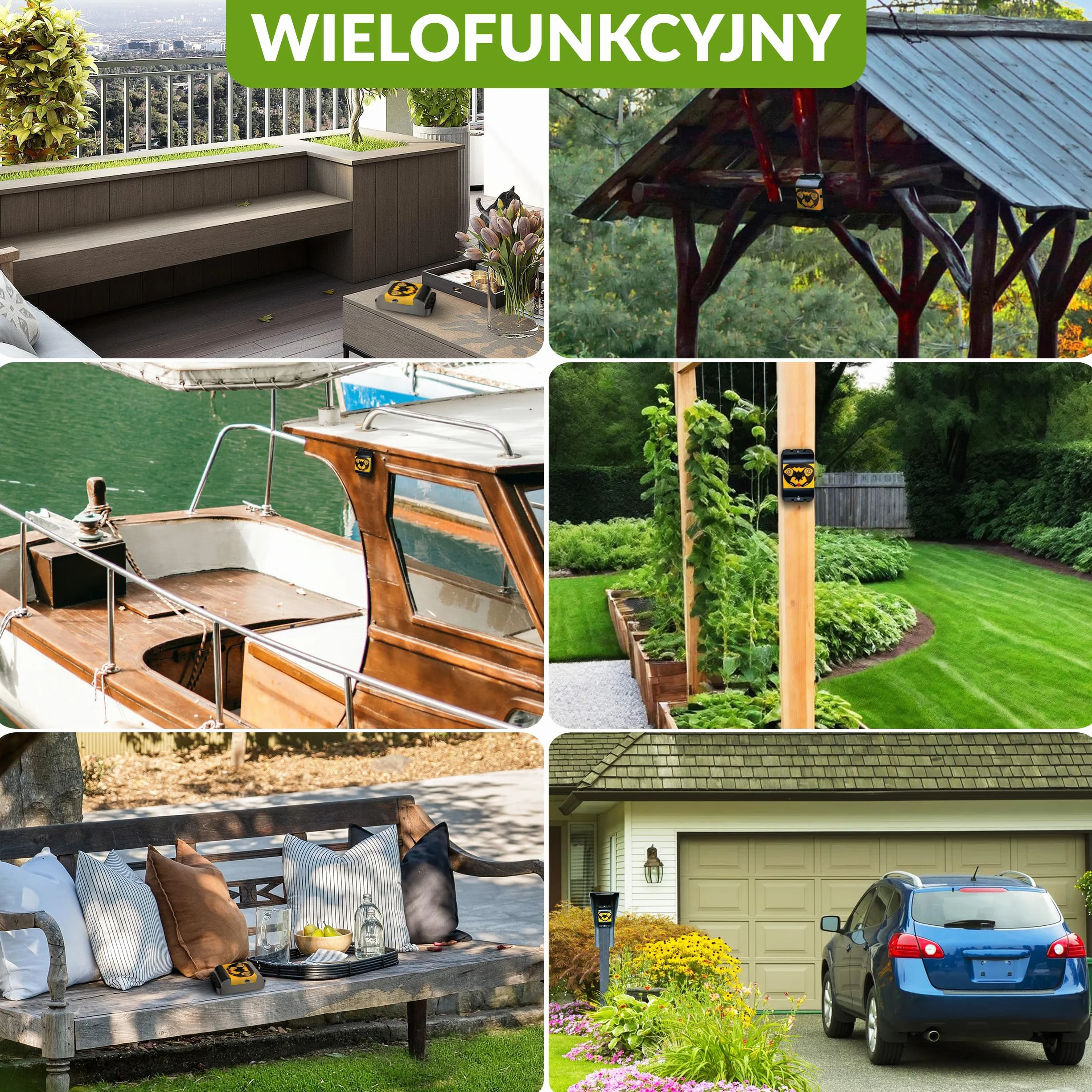 ISOTRONIC 3-częściowy zestaw ultradźwiękowych odstraszaczy ptaków, gołębi, ptaków, mew, kotów, na balkon, okna, drzewo, owoce, bez kolców gołębiowych