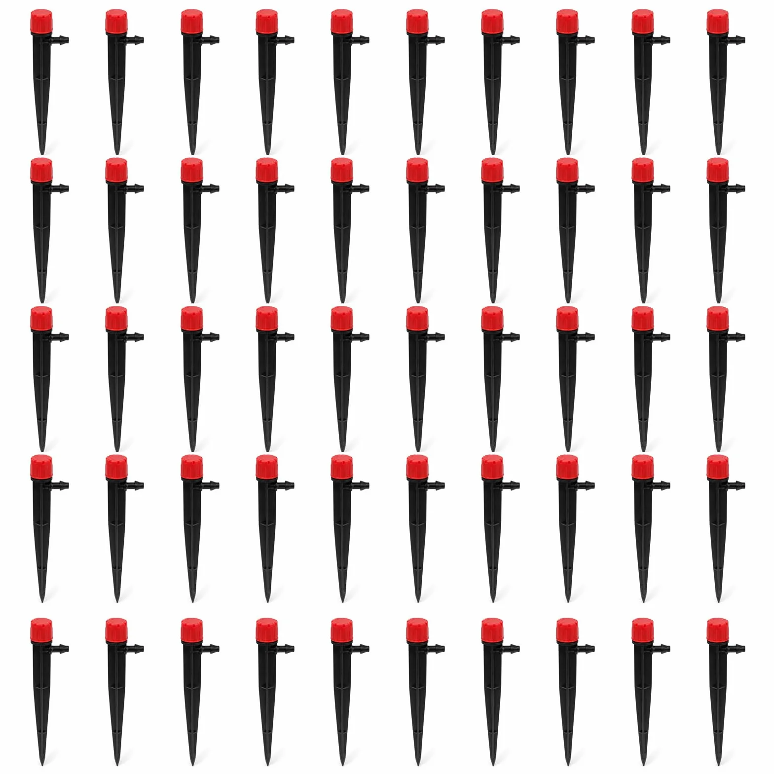50 sztuk regulowany kroplownik nawadniający, 360 stopni, mikro zraszacze z 8 otworami i złączkami do barb, do rur 4/7 mm, do szklarni, roślin doniczkowych, automatycznych systemów nawadniania