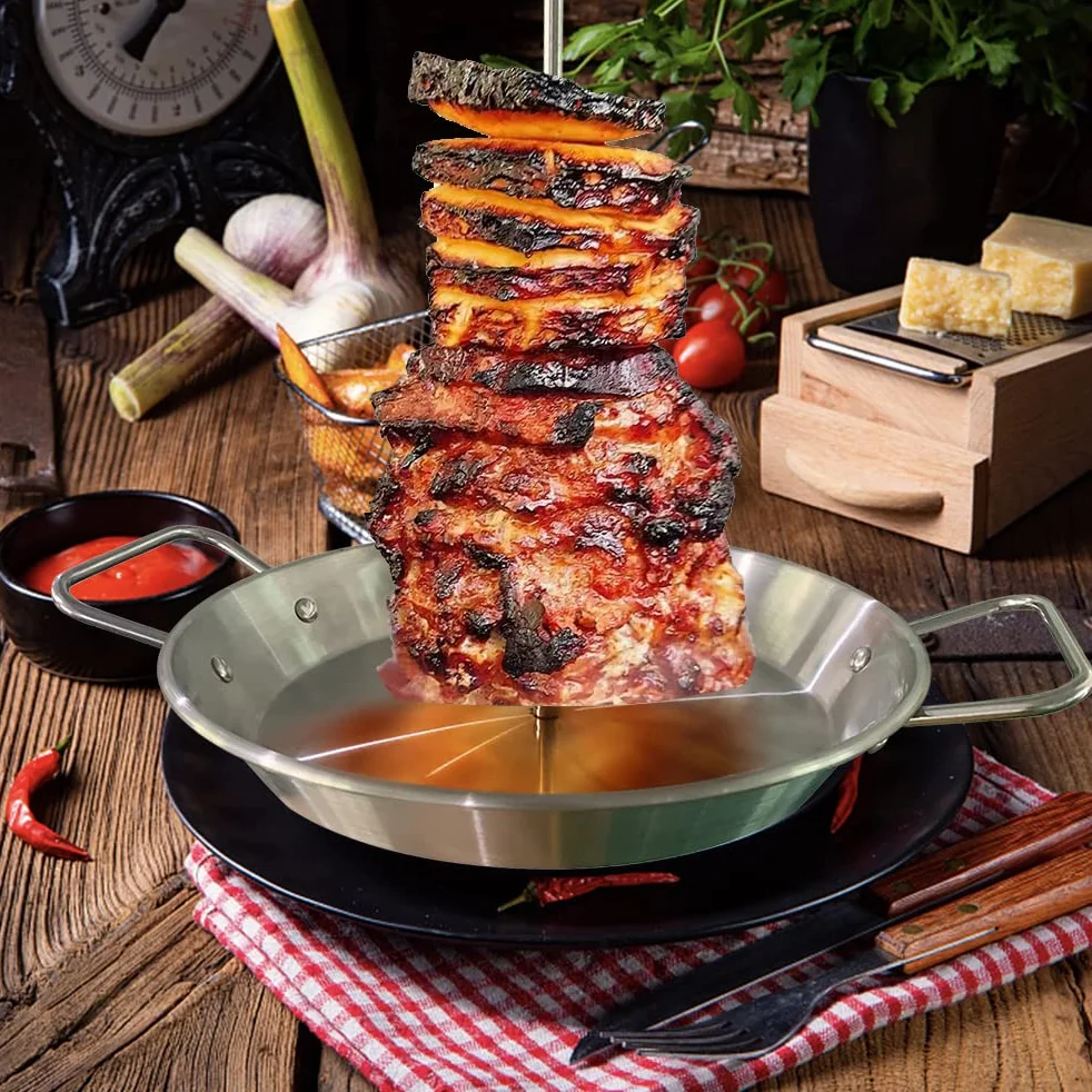 Brazylijski stojak na szpikulce do grilla ze stali nierdzewnej, pionowy rożen do Shawarma i Churrasco