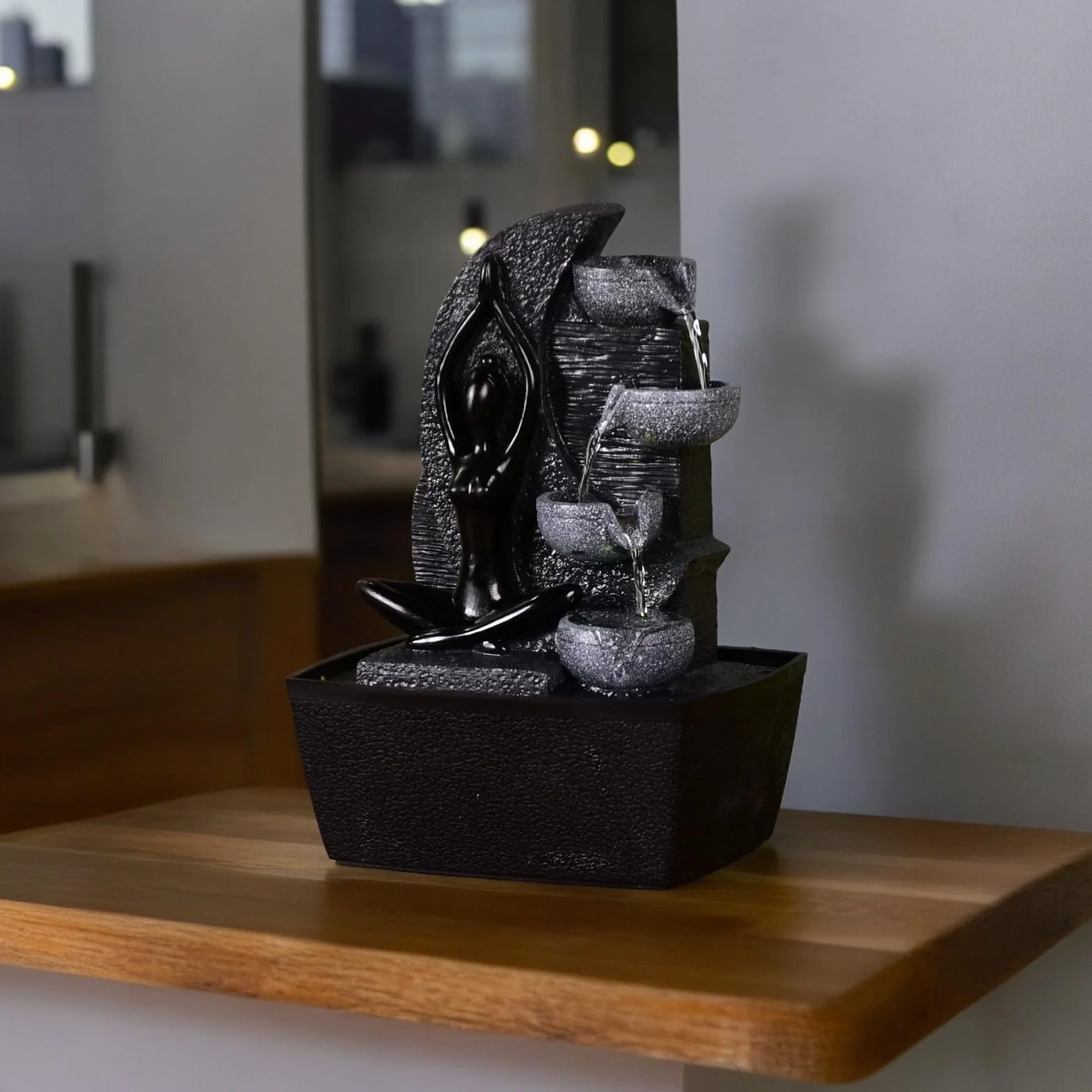 Yama Zen'Light fontanna wewnętrzna wodospad 4 poziomy ściana wodna LED wys. 25cm dekoracja Zen