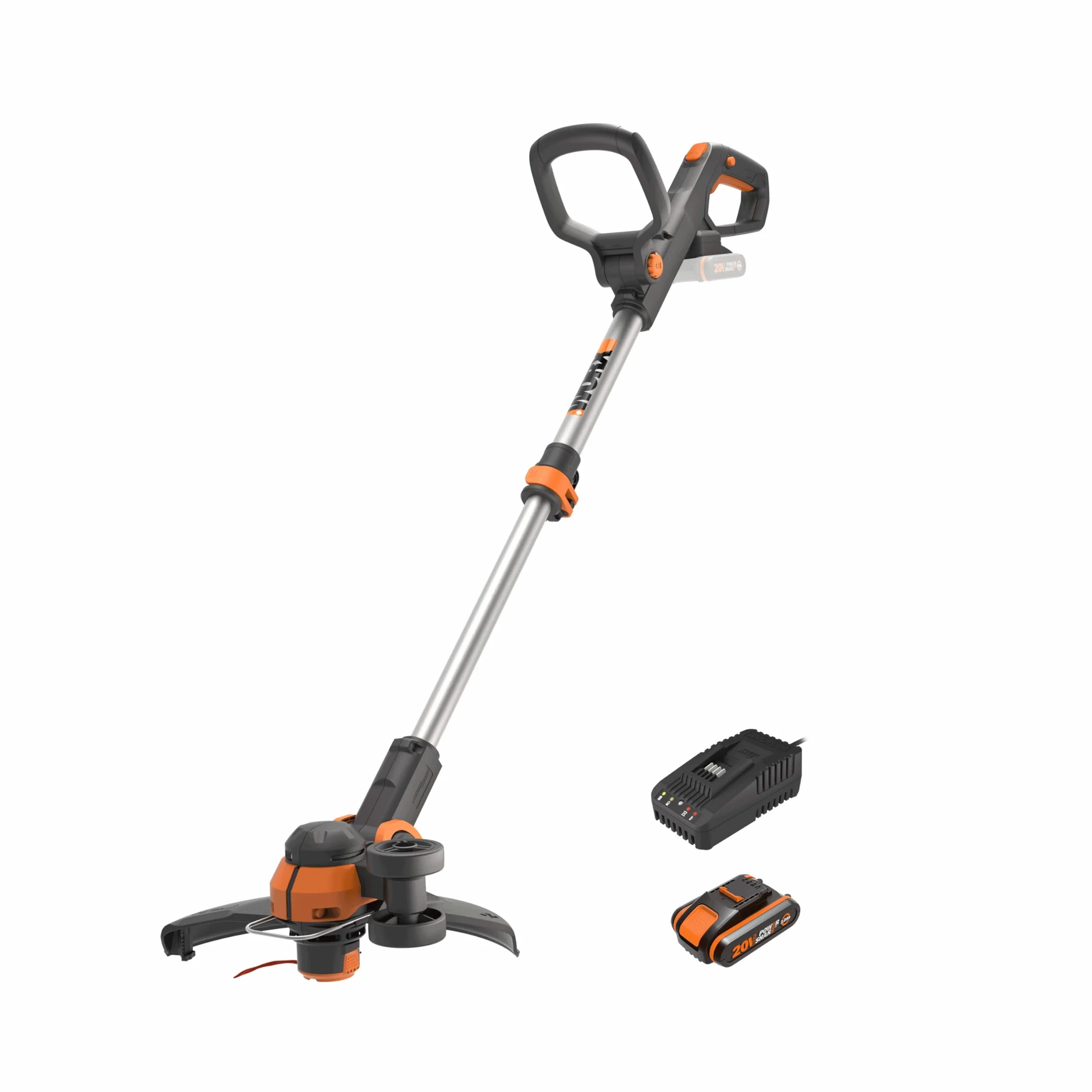 WORX WG163E.2 Akumulatorowa podkaszarka do trawy 20 V, podkaszarka 2 w 1 z głowicą obrotową 90°, średnica cięcia 30 cm, uchwyt teleskopowy (w tym akumulator 2 Ah i ładowarka)