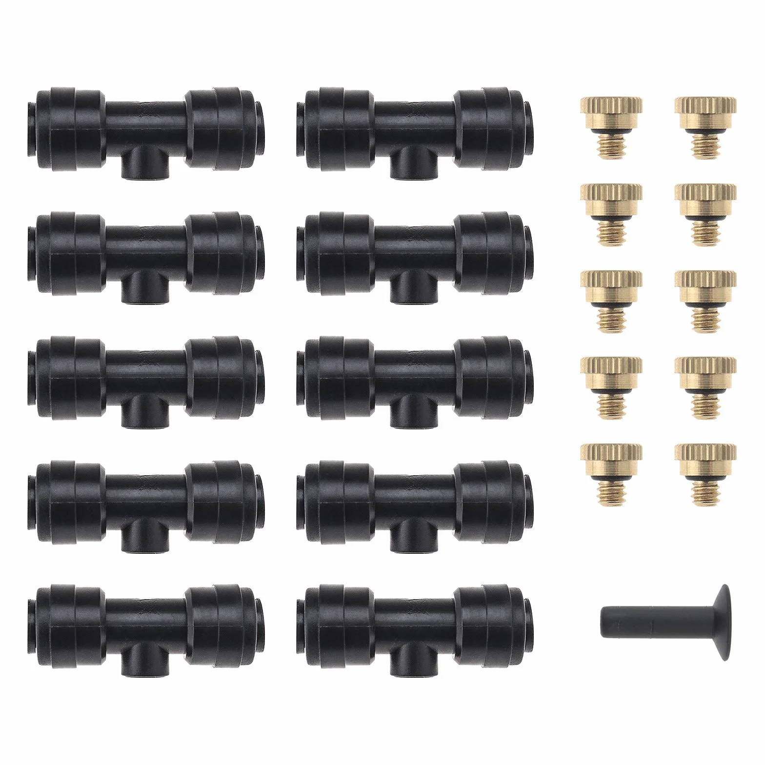 21 szt. Dysze mg?y wodnej zestaw zraszaczy 10x dysza Slip-Lock Mister 10x gwint 10/24 trójniki UNC i 1x system ch?odzenia wtyczki do szklarni ogród