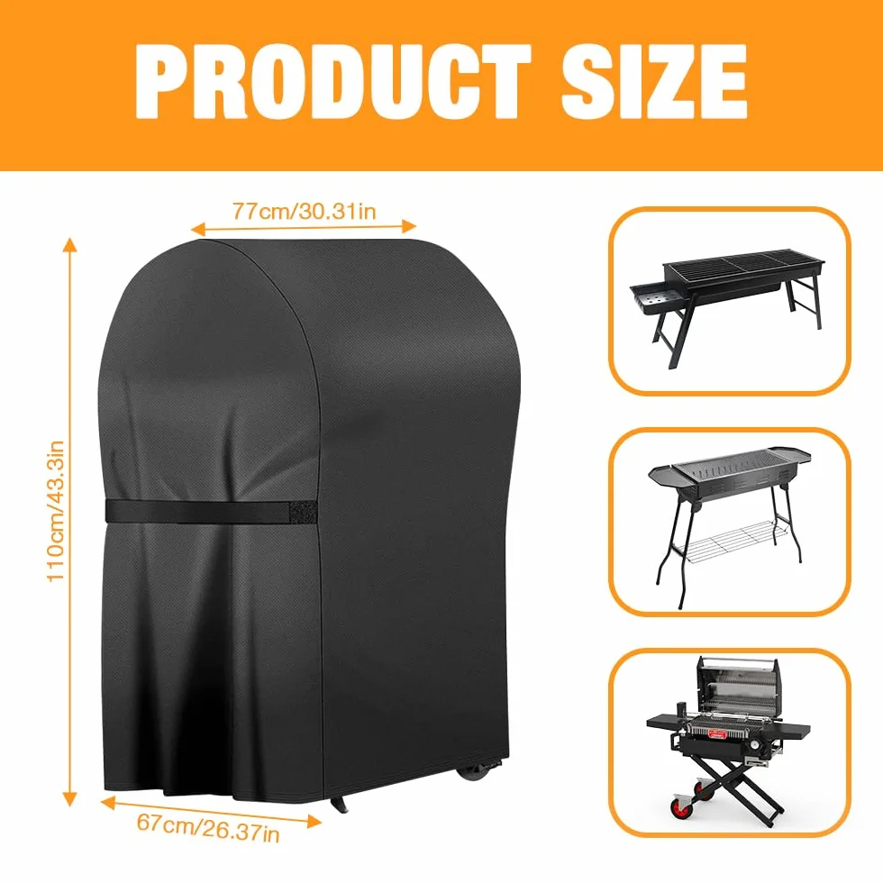 Wodoodporny pokrowiec na grill, 76 x 66 x 110 cm pokrowiec na grill, na zewnątrz 210D Oxford Tarpaulin Pokrywa grillowa na zewnątrz odporna na rozdarcie, do BBQ Grill, odporna na deszcz, kurz słońce