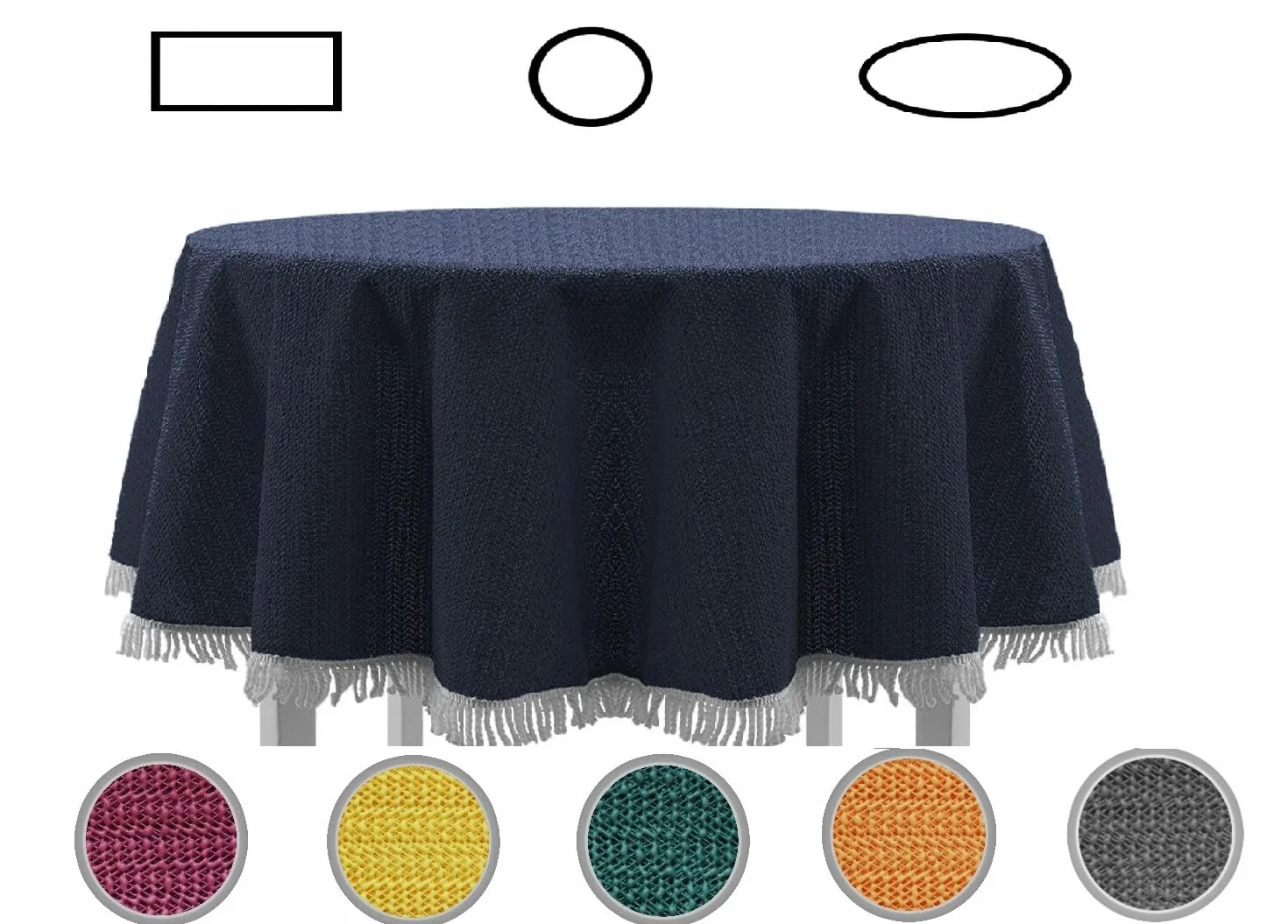 EXKLUSIV HEIMTEXTIL Classic obrus na stół ogrodowy z frędzlami 130 cm niebieski