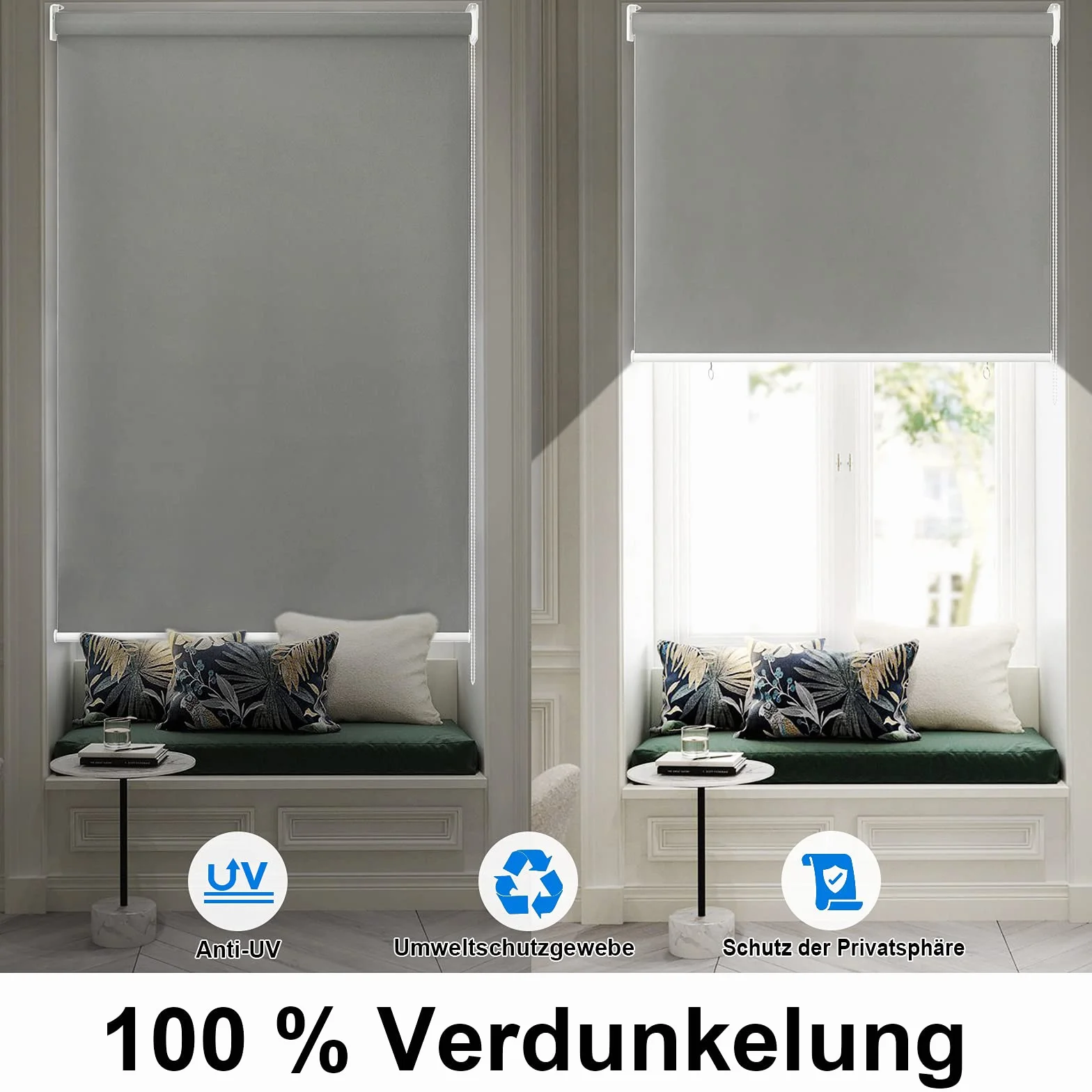 Roleta zewnętrzna 140x140 cm szara przeciwsłoneczna UV