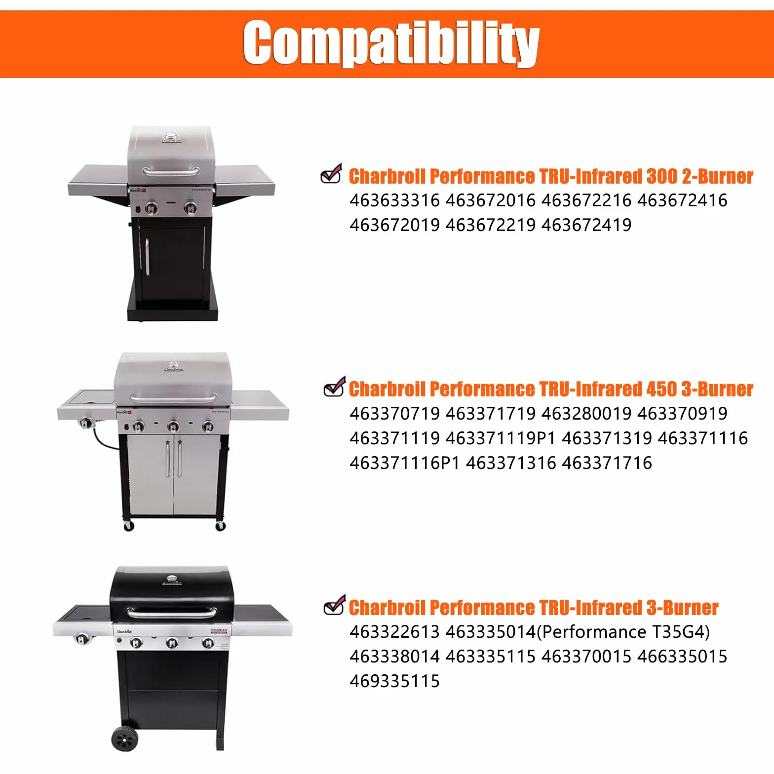 Charbroil ruszt grillowy na podczerwień 43,2 cm Performance TRU Infrared 3-Brenner 450 Części zamienne 463371116