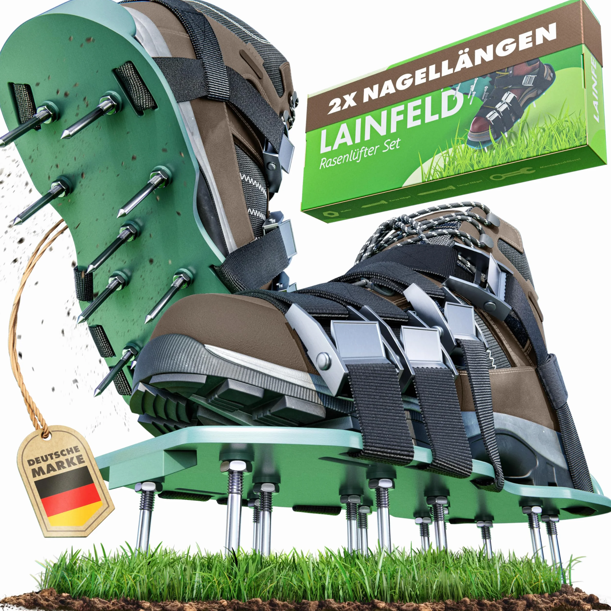Buty do paznokci napowietrzacz trawnika z gwoździami aerator metalowe zamknięcie