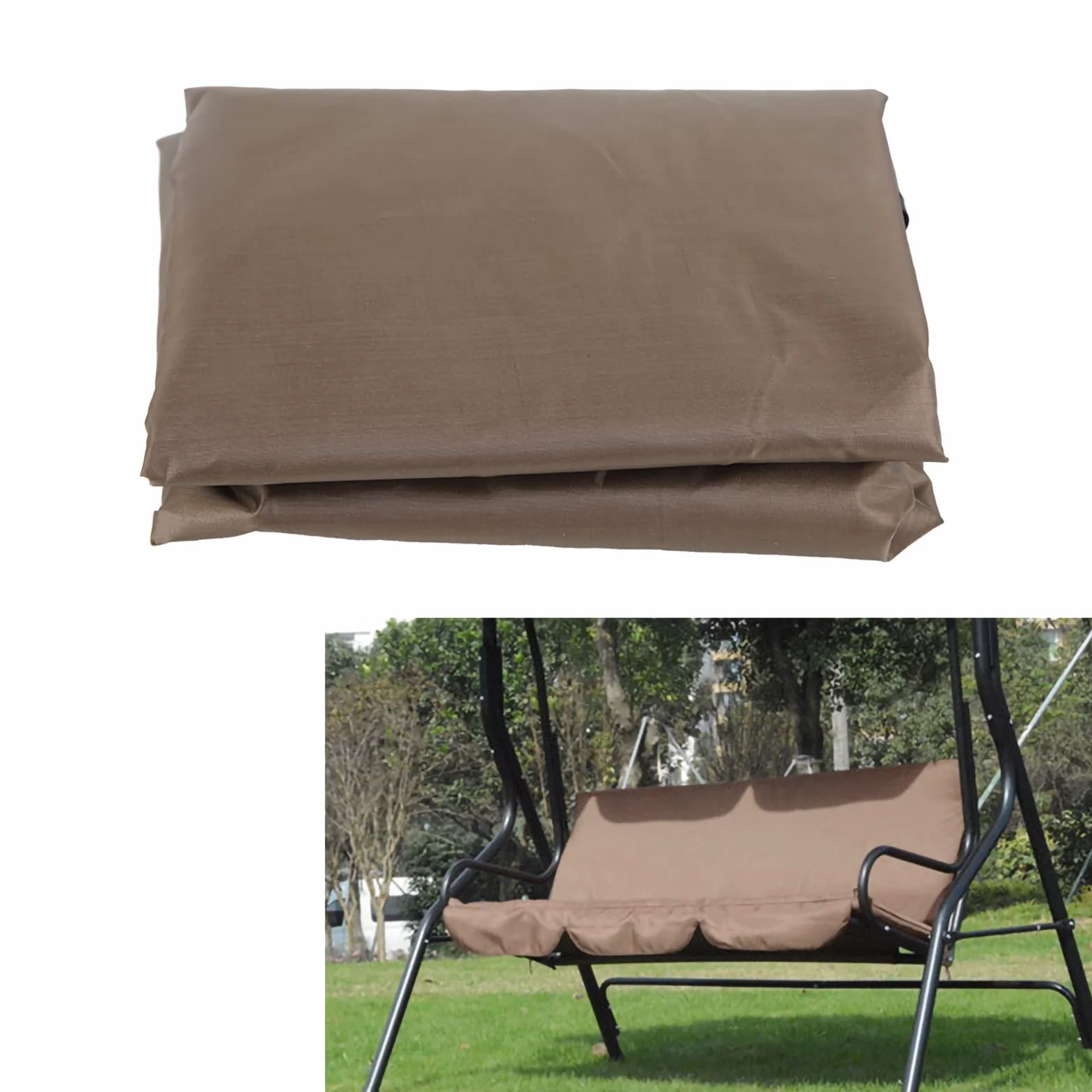 Wodoodporny Poliestrowa Tafta Poliestrowa Ogrodowe na Zewnątrz Krzesło Huśtawka Hamak Hammock Fotelik Co Pokrycie na Trzyosobowe, Zamienne Meble na Patio, 150 * 50 * 10 Cm (GREEN) (Beżowy) (Kawa)