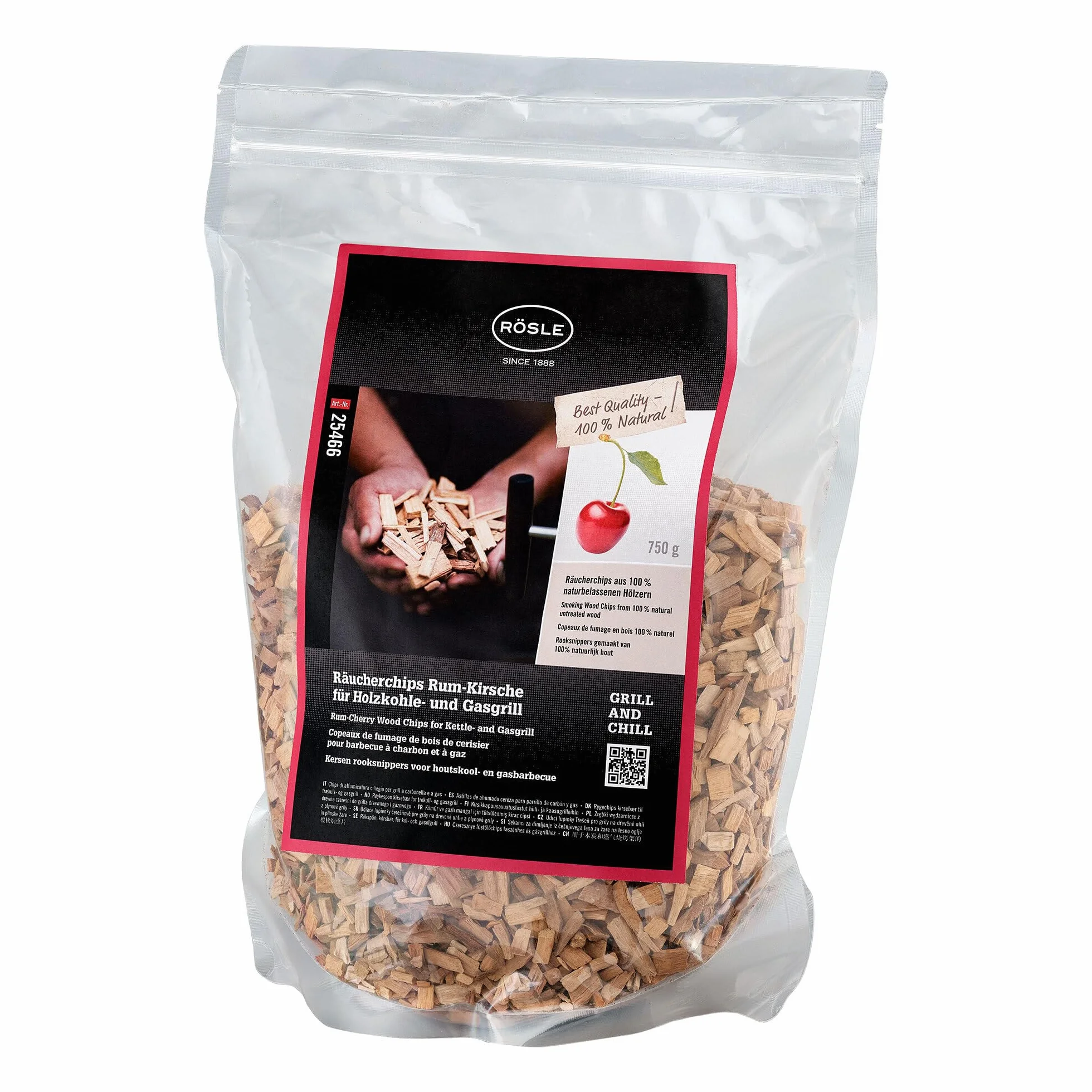 Rösle Chipsy wędzarnicze rum, 750 g, do wędzarni, grilla na węgiel drzewny i gazowe, drewno aktywne dymem, naturalne drewno, brązowe