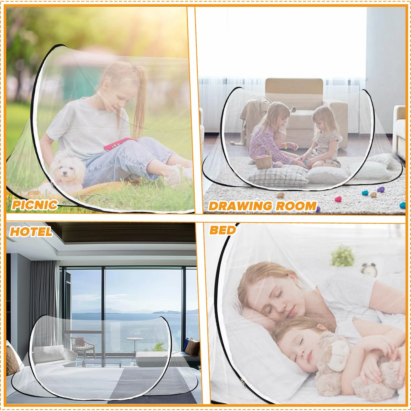 Moskitiera Pop Up 200 x 80 x 56 cm Składana Podróżna na Komary Camping Dom