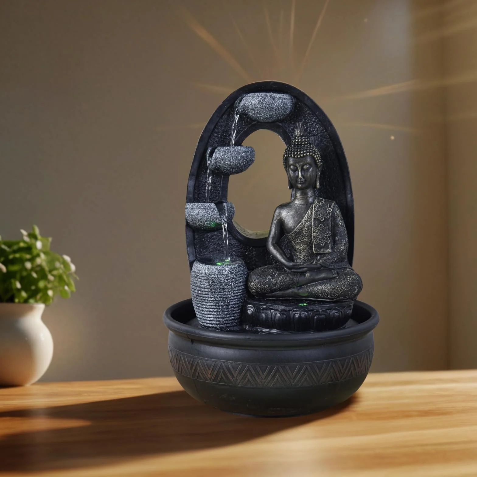 Zen'Light Harmonie fontanna z żywicy poliestrowej, czarna, 26 x 16 x 40 cm