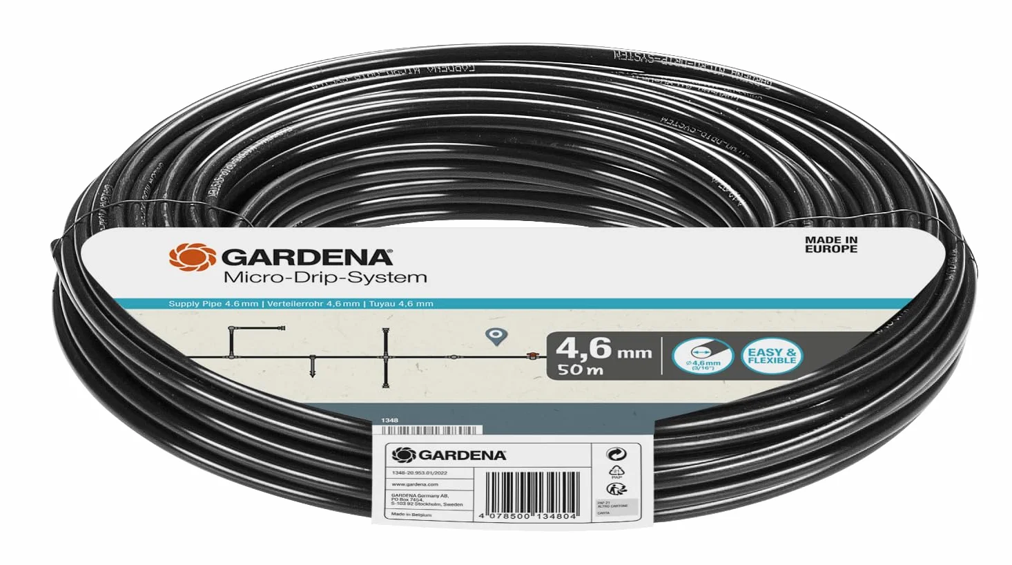 Gardena Micro-Drip System Rura Rozdzielcza 4,6 mm (3/16") 50 m Elastyczna Rura Doprowadzająca UV