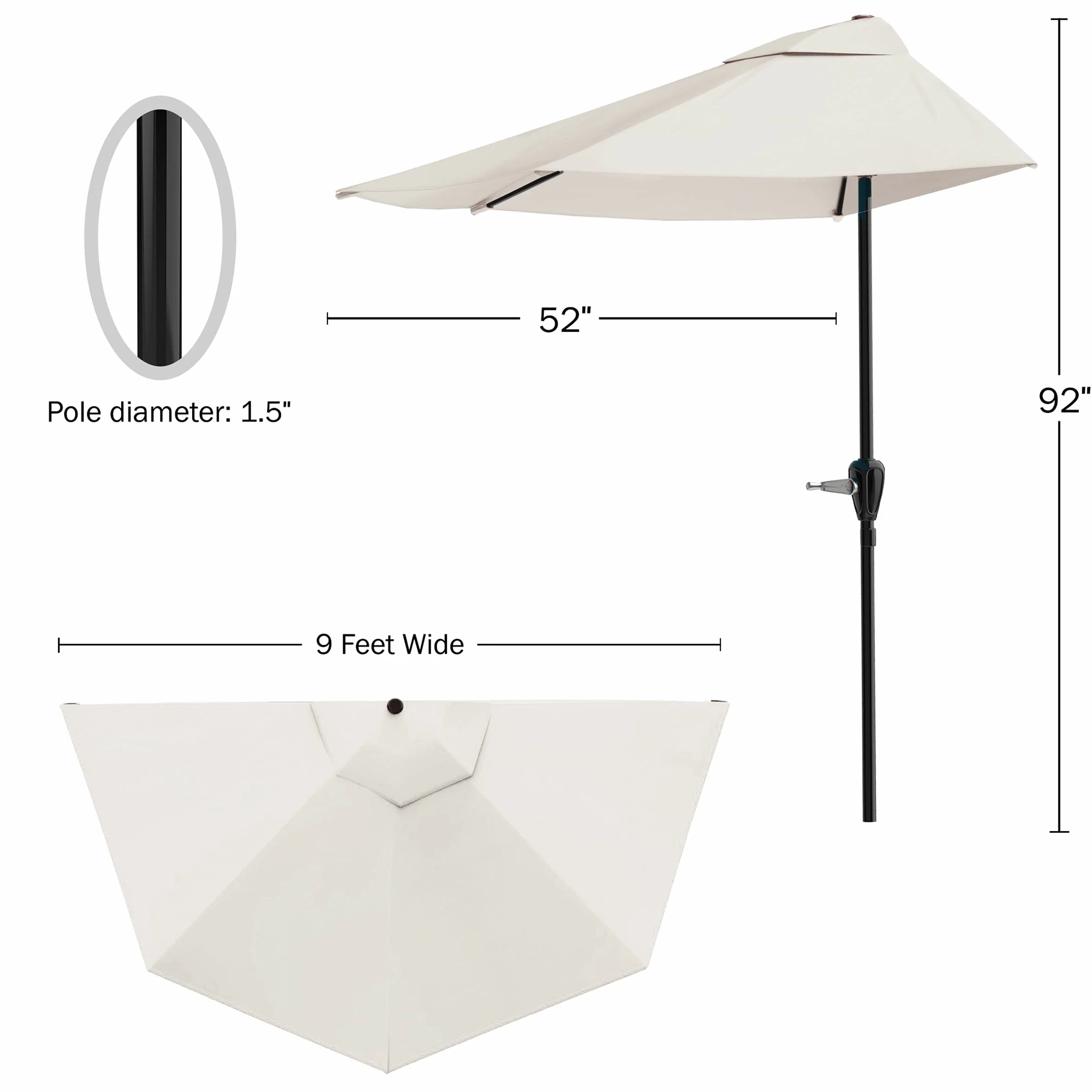 Parasol tarasowy 9-stopowy z korbą na balkon werandę