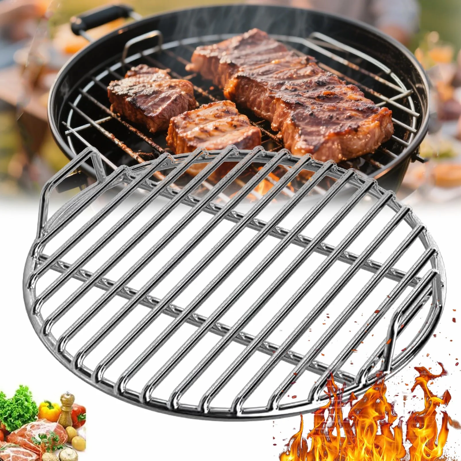 Nowy ruszt do grillowania ze stali nierdzewnej, okrągły, różne rozmiary, ruszt do grillowania na kemping, piknik, do ogrodu, trwała spawana konstrukcja, łatwa w czyszczeniu, równomierne nagrzewanie