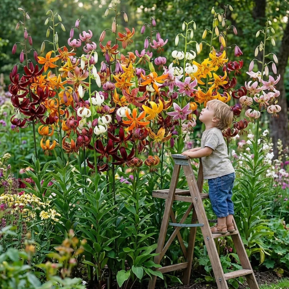 Kolekcja cebul lilii Martagon z Holandii - 10 cebul kwiatowych, 5 odmian, 2 w kolorze - Mieszanka wieloletnia i odporna - Duże rośliny Lilium (bez nasion) Mieszanka - Kwiaty czerwone, różowe i białe
