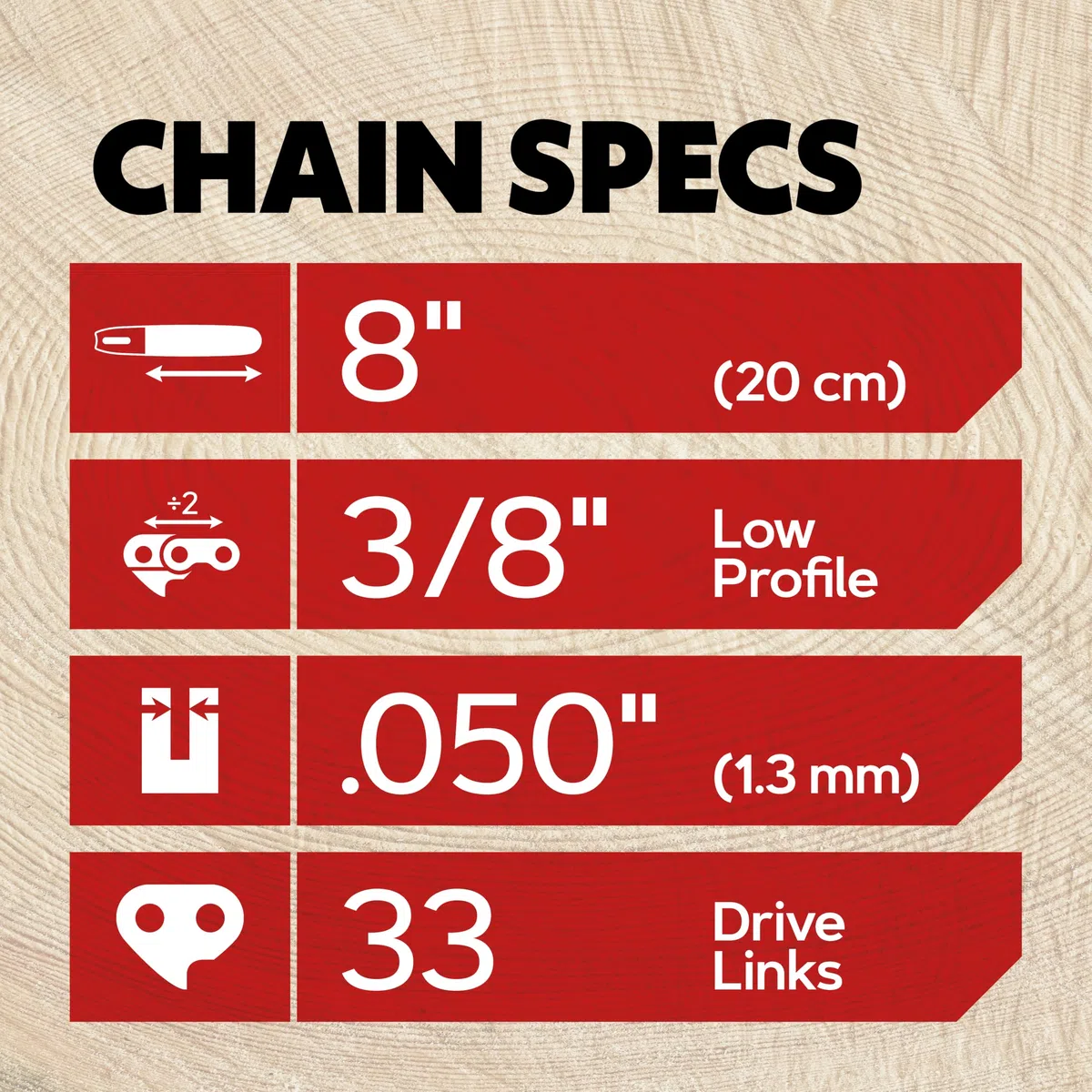 Oregon 3-Pack Pole Saw Chain 3/8" LP Pitch, 050" (1,3 mm) Gauge do 8" (20 cm) Bar, 33 napędowe linki - Niski łańcuch odrzutowy pasuje do Einhell, Bosch, Black & Decker, Ryobi, Lux i innych