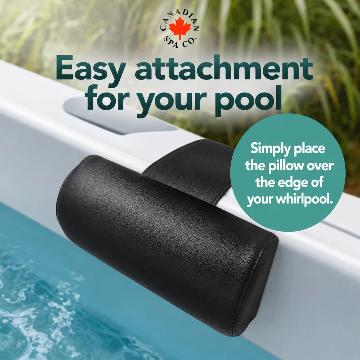 CANADIAN SPA CO. Zagłówek do wanny z hydromasażem na zewnątrz, poduszka pod kark do basenu wodoodporna, półokrągła, poduszka basenowa w kolorze czarnym, akcesoria do wanien z hydromasażem