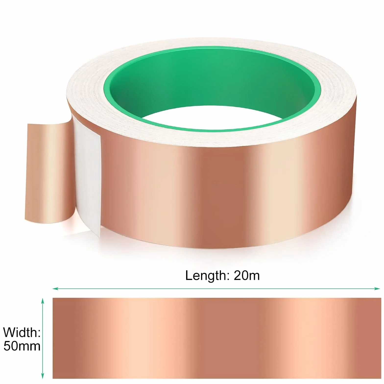 50 mm x 20 m taśma miedziana przeciw ślimakom, dwustronna, samoprzylepna, ekranująca, folia miedziana, taśma EMI Kapton, taśma ślimakowa