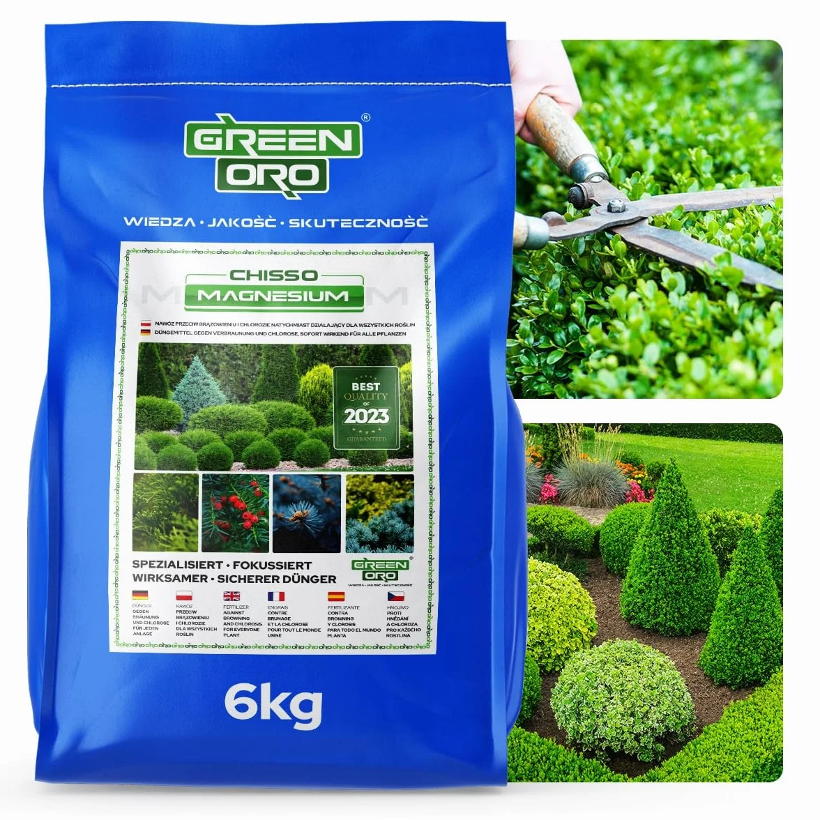 CHISSO MAGNESIUM 6KG - Nawóz magnezowy przeciw brązowieniu iglaków, takich jak tuje i cisy.