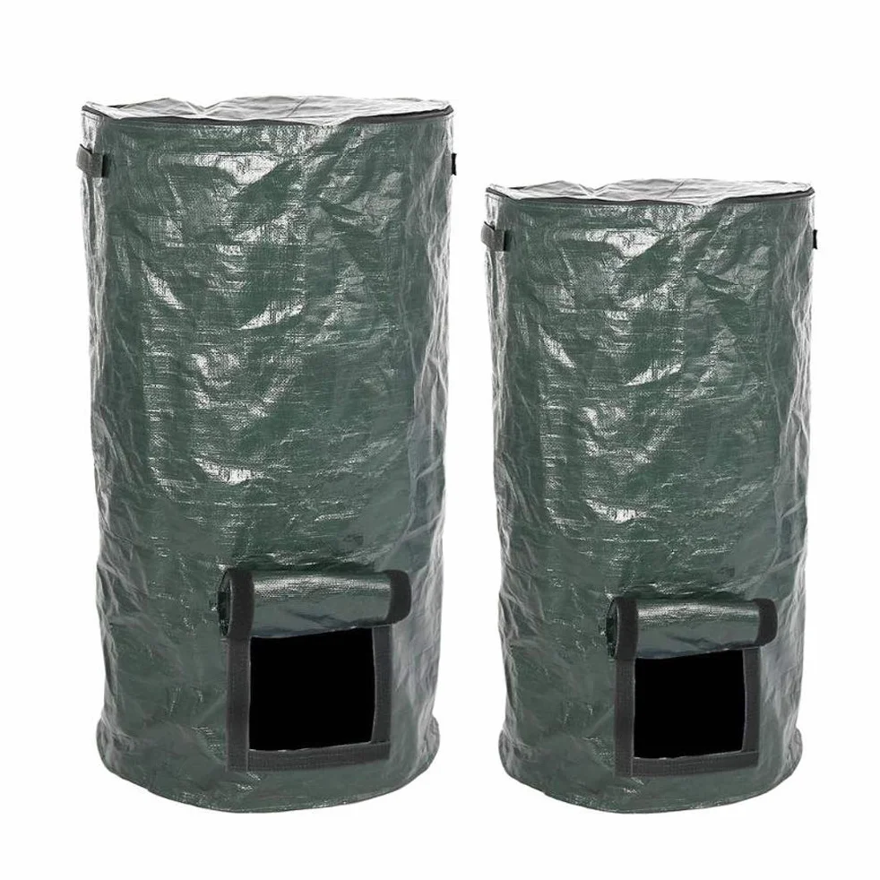 Kompostownik ogrodowy, torba ogrodowa na odpady, ekologiczna torba na kompost, organiczna torba na kompost z uchwytami, torba ogrodowa wielokrotnego użytku ciemnozielona 45 x 80 cm
